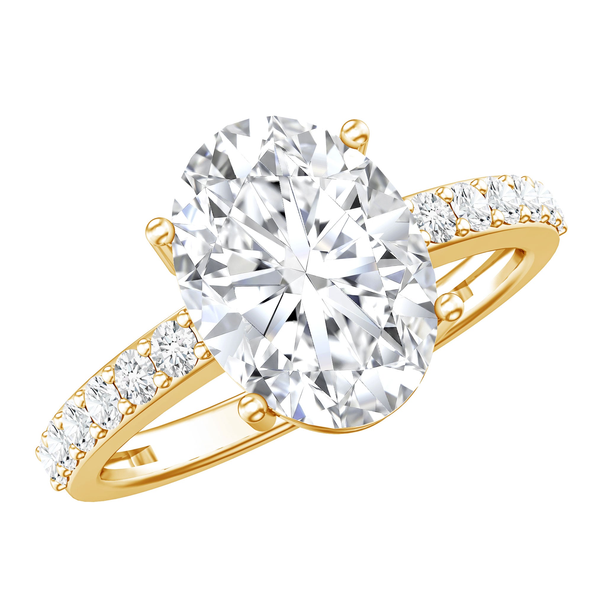 IGI Certified 3 Carat Lab Grown Oval Diamond Engagement Ring for Women Lab - ( EF-VS ) - Rosec Jewels