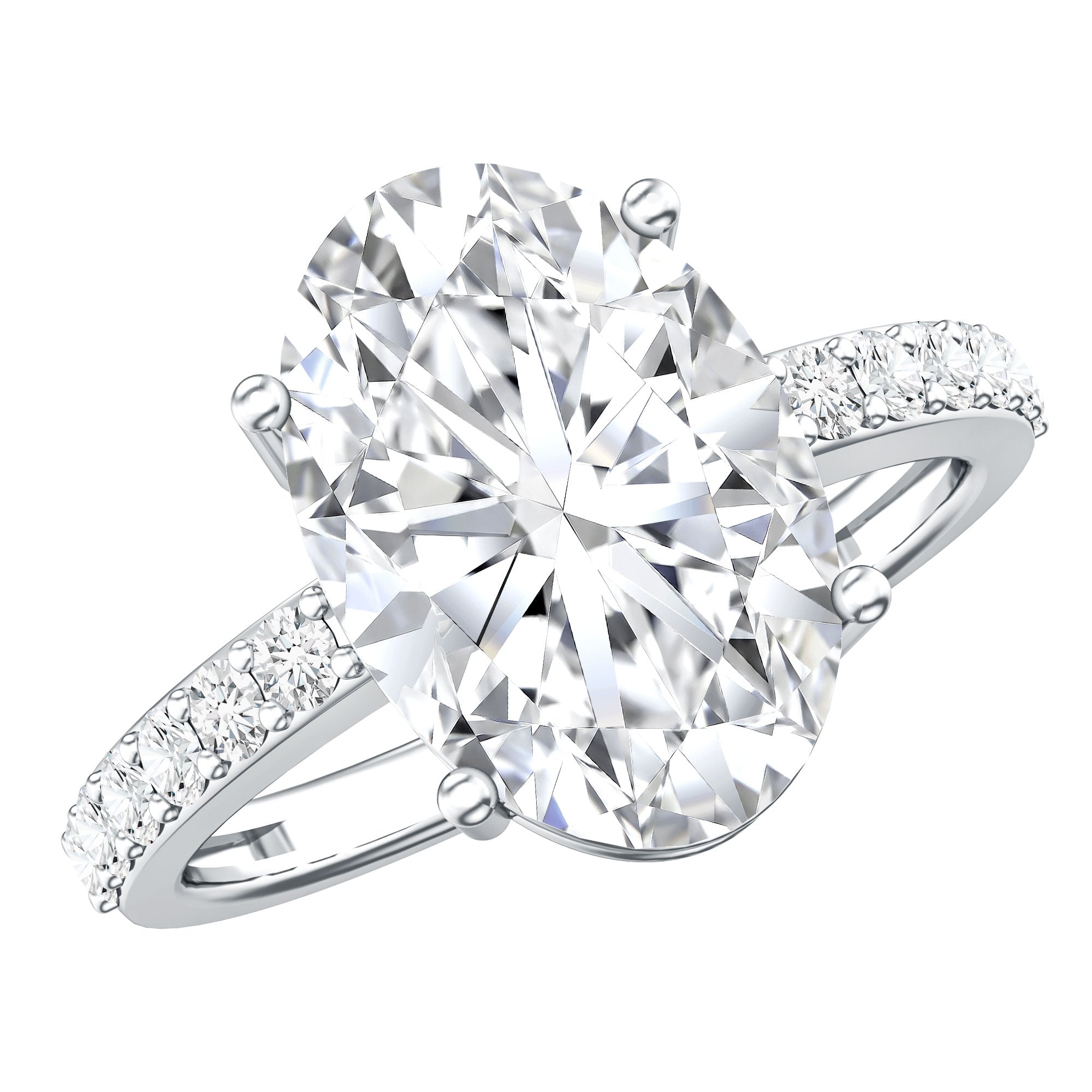 IGI Certified 4 Carat Oval Lab Grown Diamond Huge Engagement Ring Lab - ( EF-VS ) - Rosec Jewels