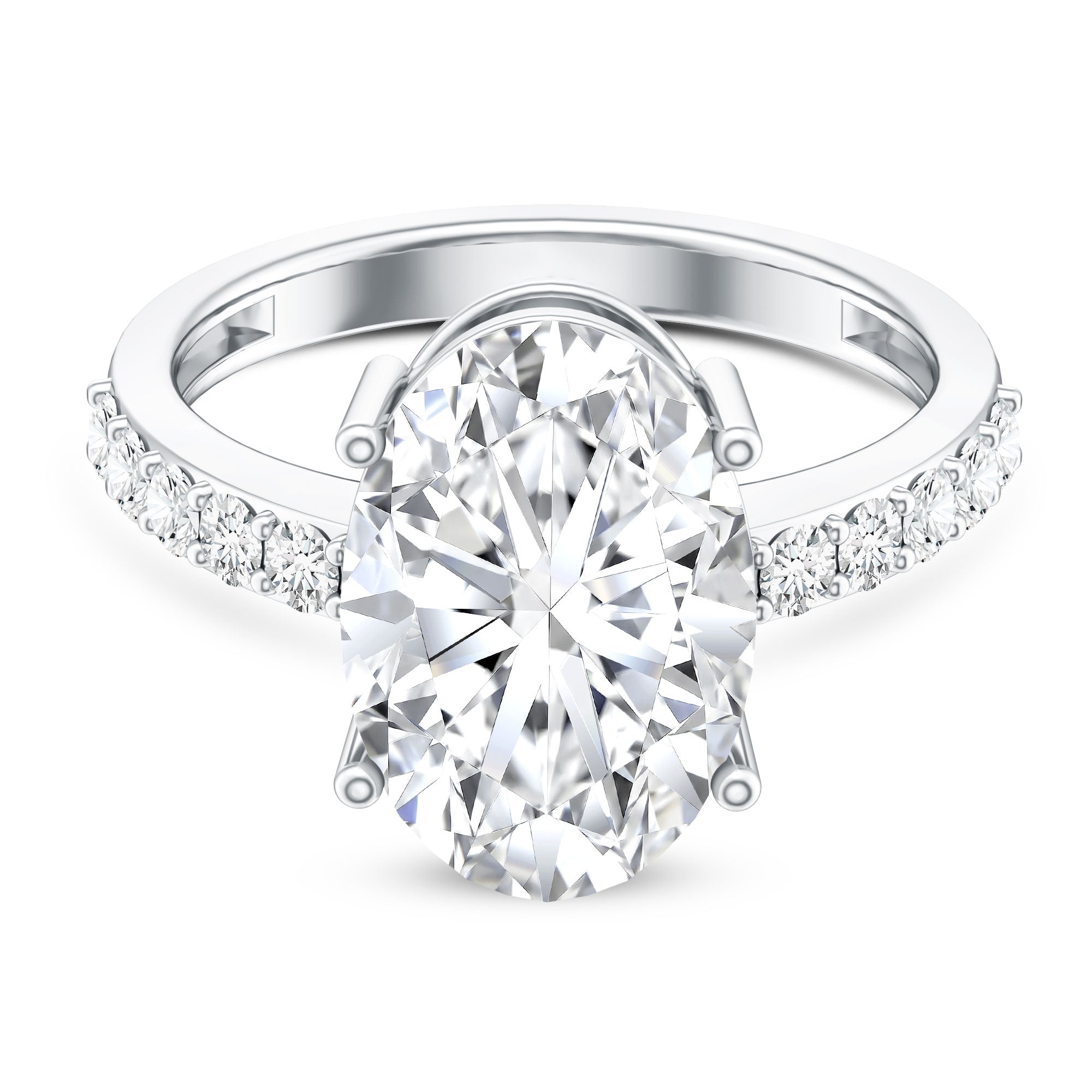 5 Carat Big Lab Grown Diamond Oval Engagement Ring with IGI Certificate Lab - ( EF-VS ) - Rosec Jewels
