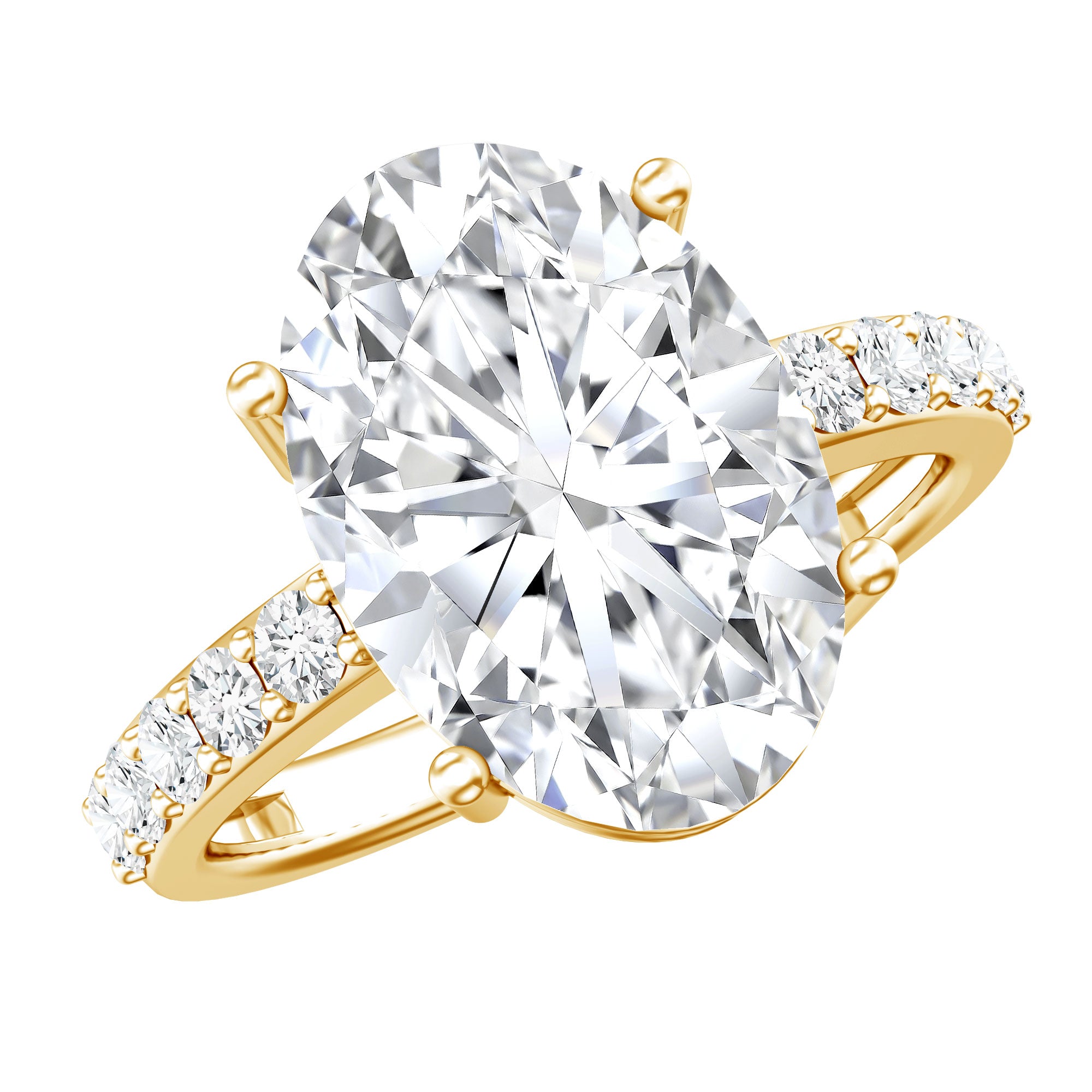 5 Carat Big Lab Grown Diamond Oval Engagement Ring with IGI Certificate Lab - ( EF-VS ) - Rosec Jewels