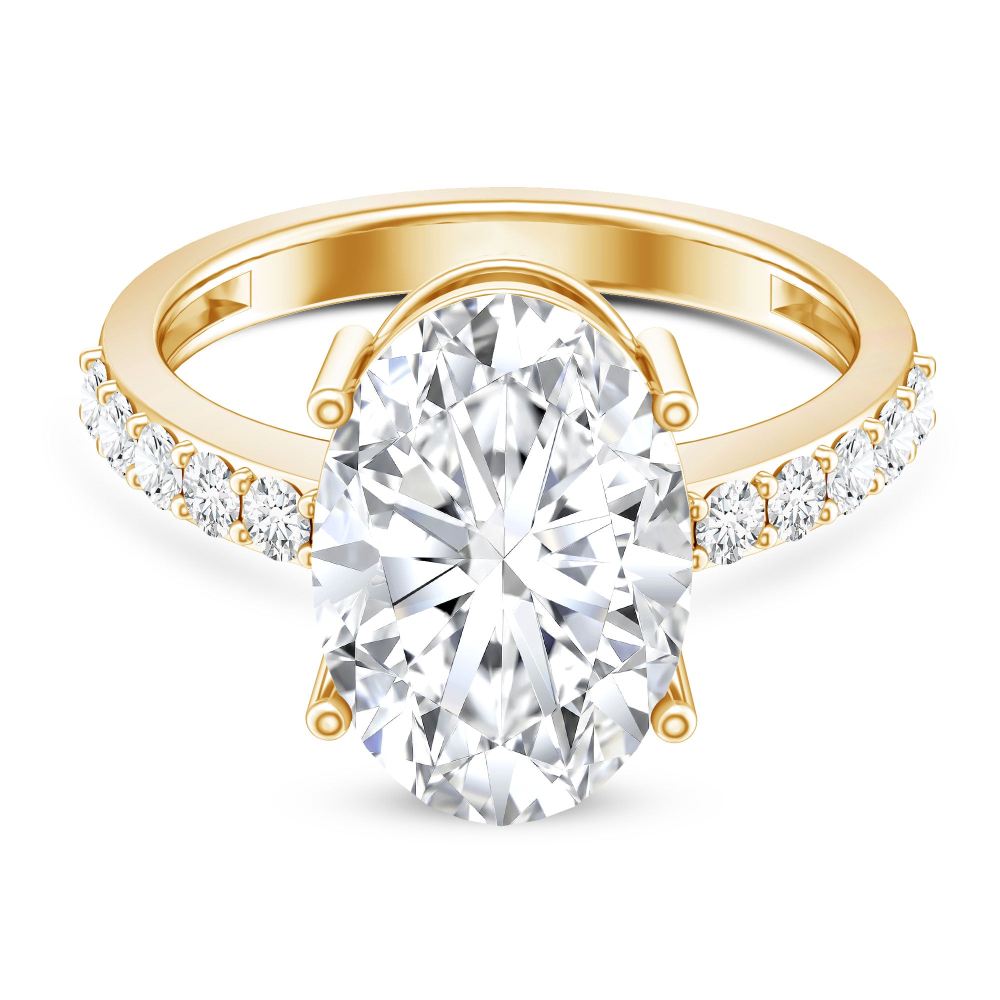 5 Carat Big Lab Grown Diamond Oval Engagement Ring with IGI Certificate Lab - ( EF-VS ) - Rosec Jewels