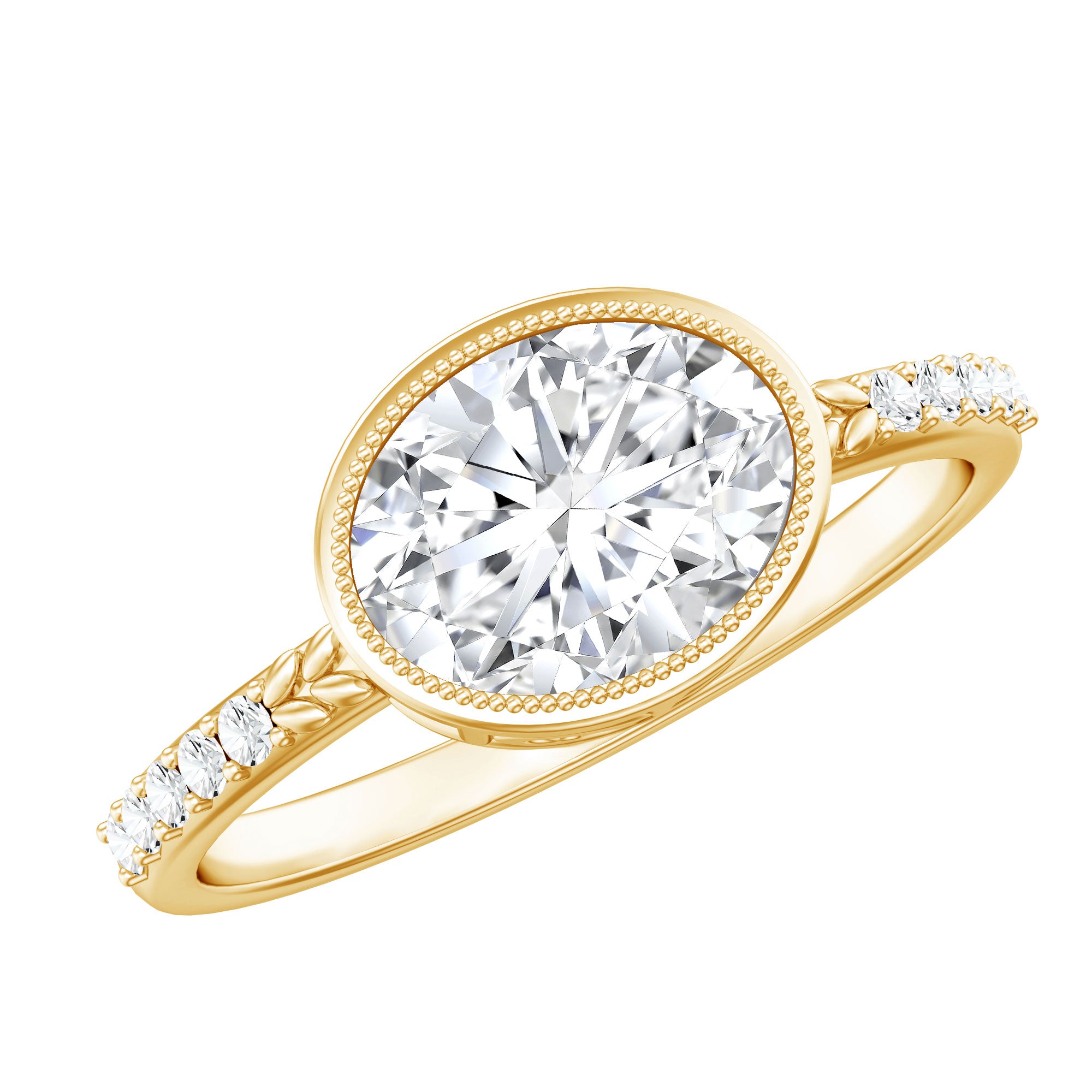 IGI Certified Lab Diamond Engagement Ring with 2 Carat Oval Lab - ( EF-VS ) - Rosec Jewels