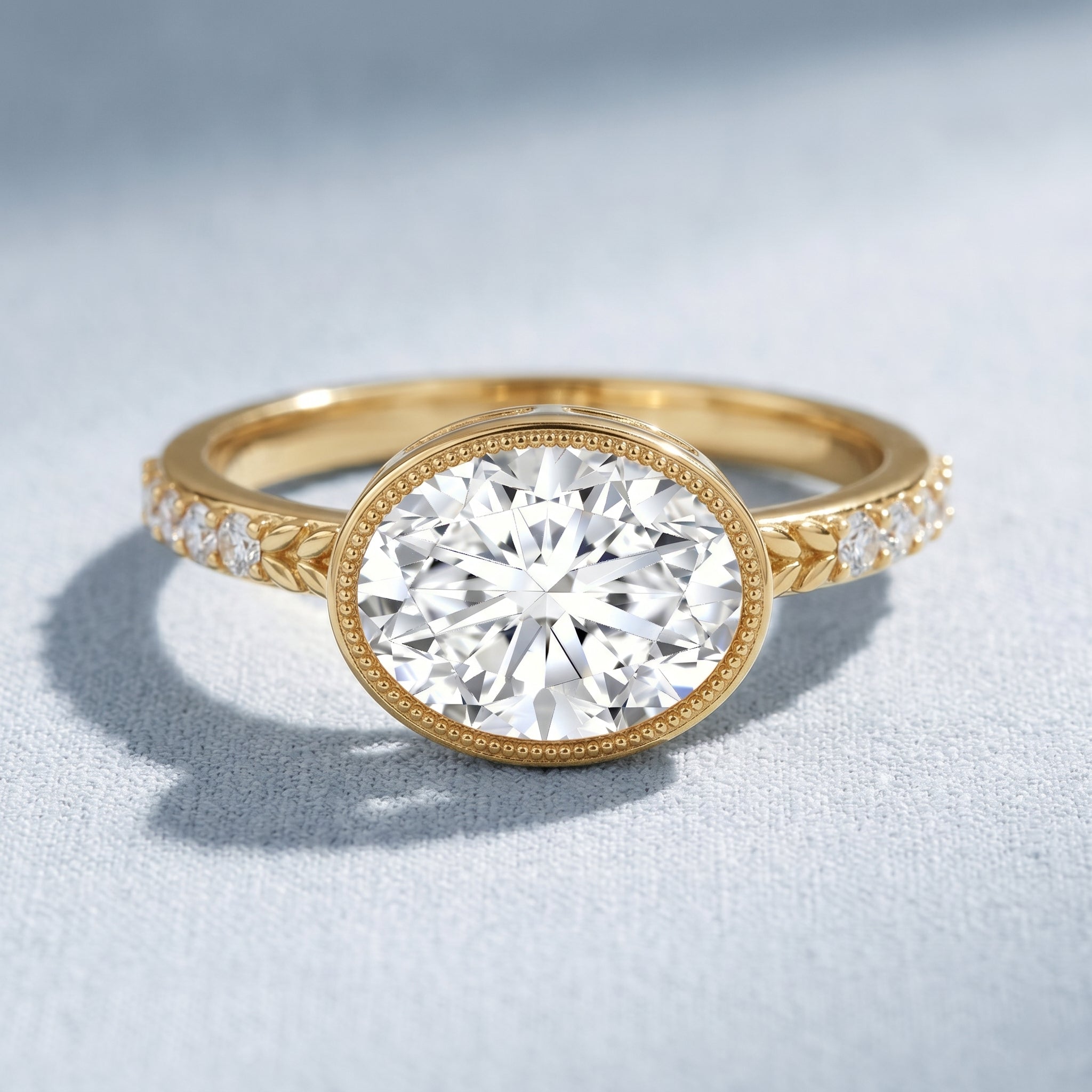 IGI Certified Lab Diamond Engagement Ring with 2 Carat Oval Lab - ( E-VS1 ) - Rosec Jewels