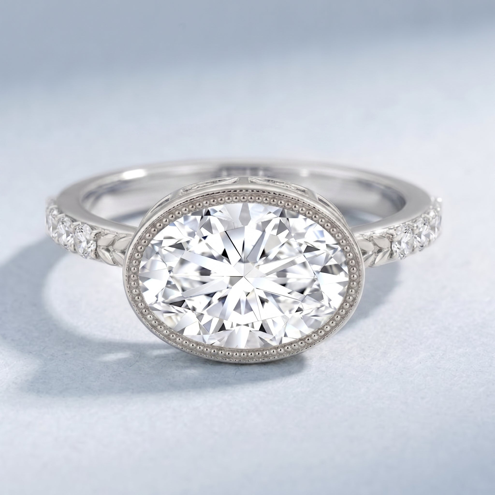3 Carat Big Lab Grown Diamond Bezel Set Engagement Ring with IGI Certificate Lab - ( E-VS1 ) - Rosec Jewels