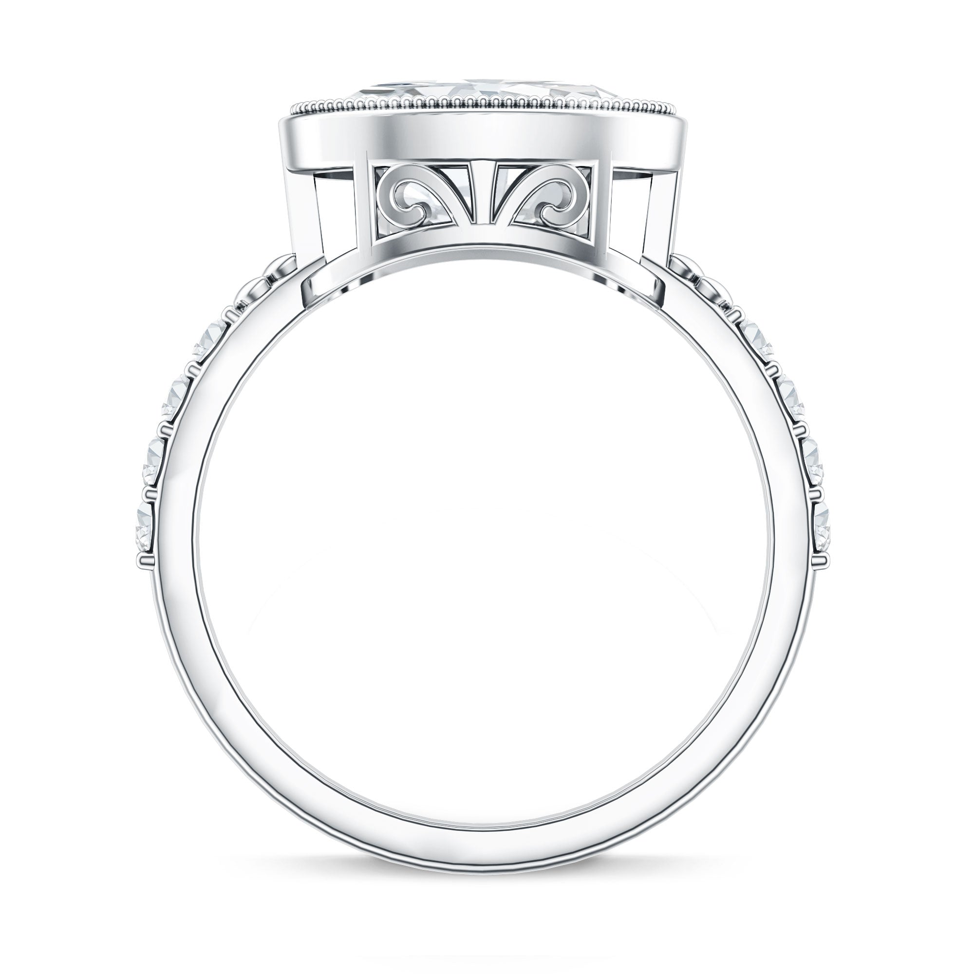 3 Carat Big Lab Grown Diamond Bezel Set Engagement Ring with IGI Certificate Lab - ( EF-VS ) - Rosec Jewels