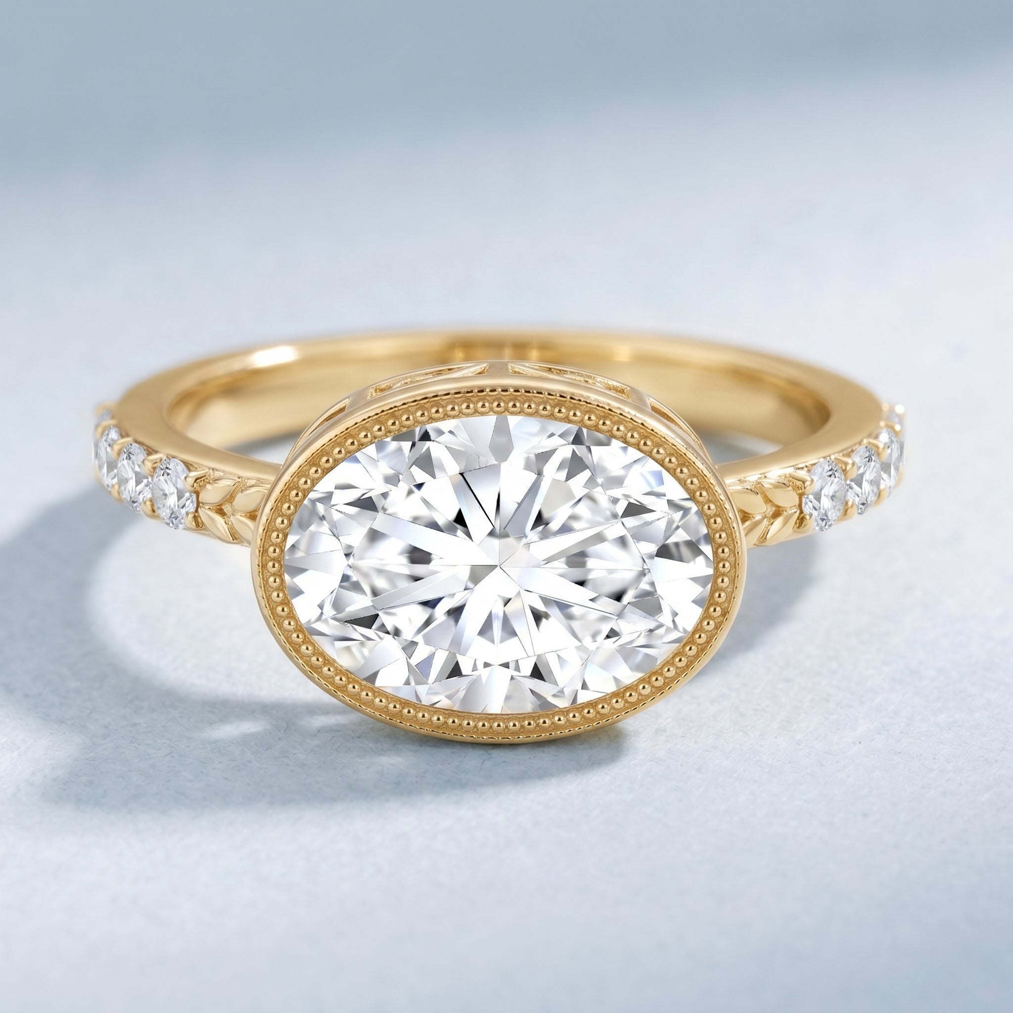 3 Carat Big Lab Grown Diamond Bezel Set Engagement Ring with IGI Certificate Lab - ( E-VS1 ) - Rosec Jewels