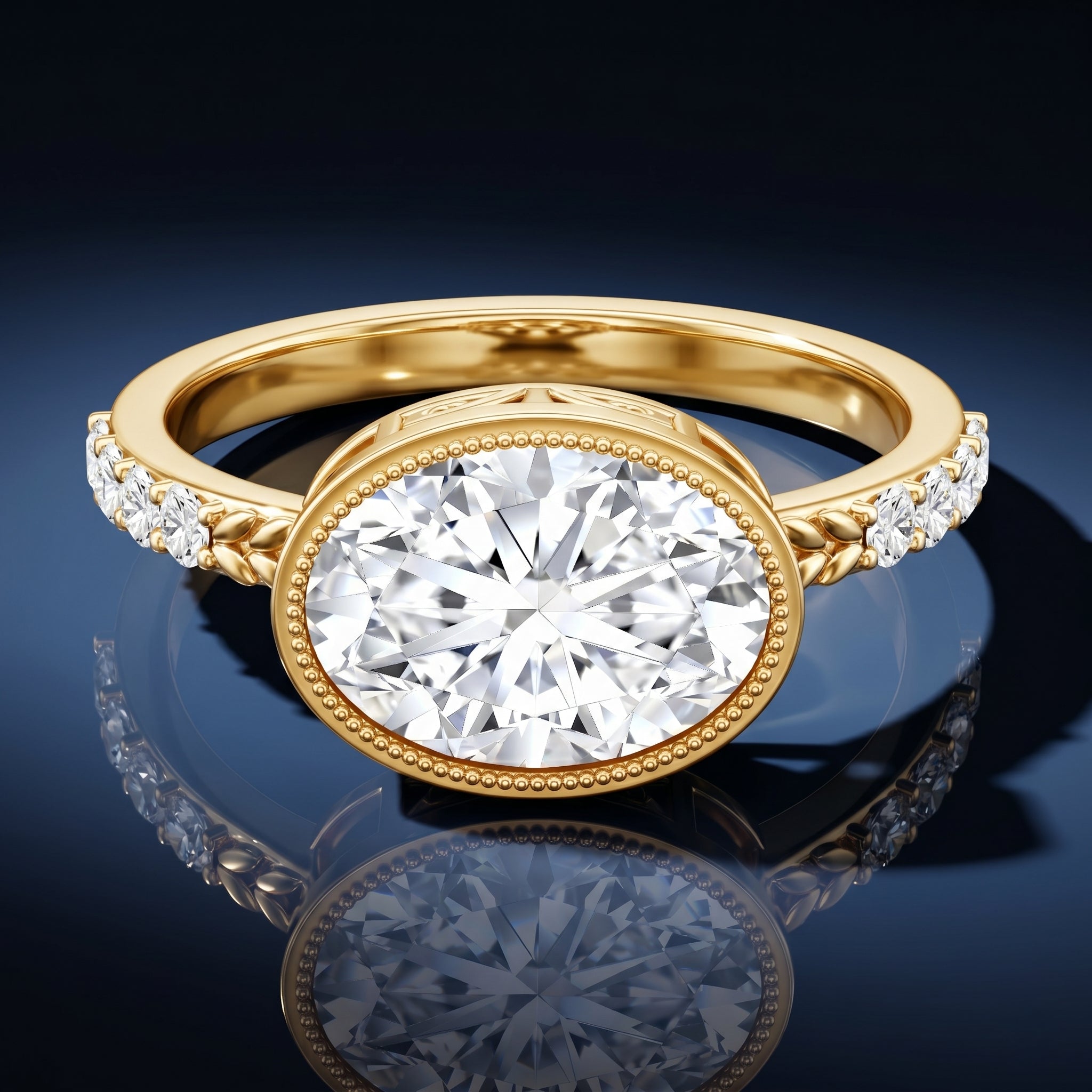 3 Carat Big Lab Grown Diamond Bezel Set Engagement Ring with IGI Certificate Lab - ( E-VS1 ) - Rosec Jewels