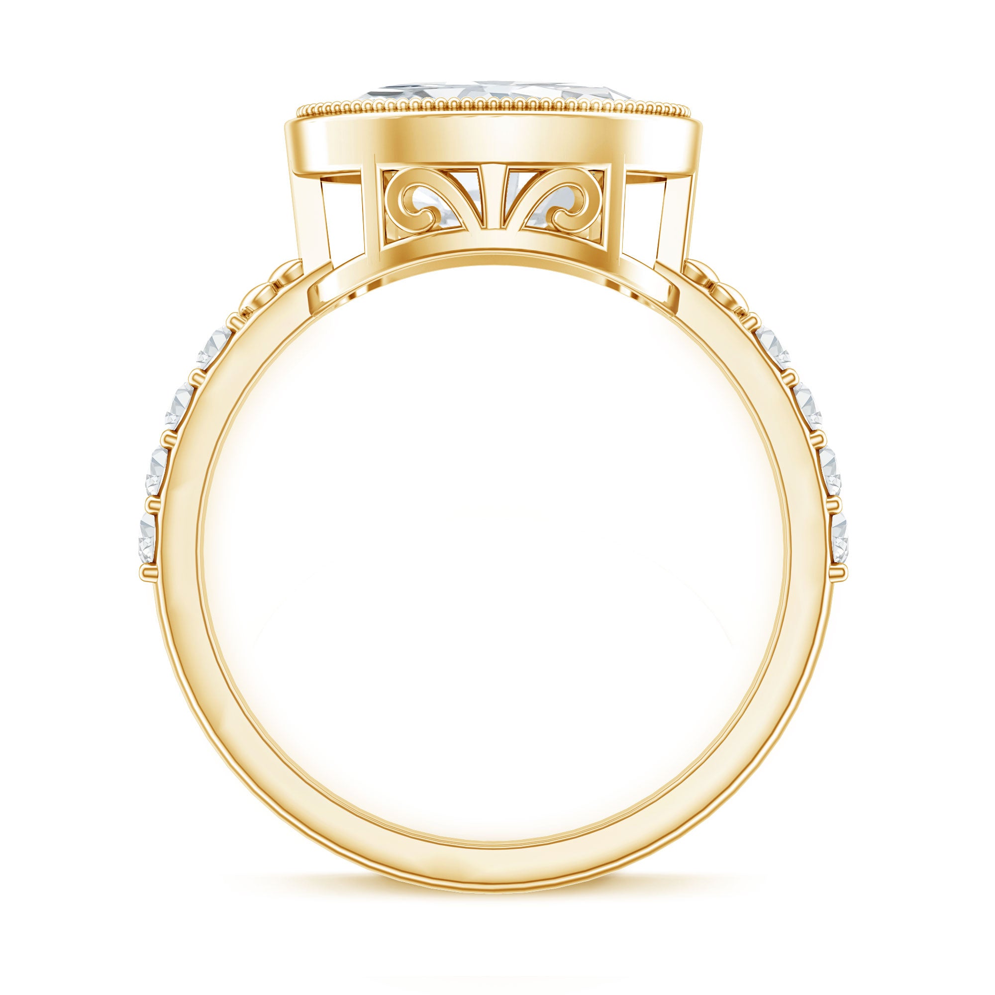 3 Carat Big Lab Grown Diamond Bezel Set Engagement Ring with IGI Certificate Lab - ( EF-VS ) - Rosec Jewels