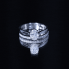IGI Certified Lab Grown Diamond Oval Engagement Ring with Wedding Band Lab - ( EF-VS ) - Rosec Jewels