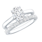 IGI Certified Lab Grown Diamond Oval Engagement Ring with Wedding Band Lab - ( EF-VS ) - Rosec Jewels