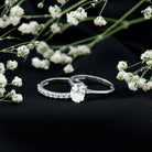 IGI Certified Lab Grown Diamond Oval Engagement Ring with Wedding Band Lab - ( EF-VS ) - Rosec Jewels