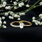 IGI Certified Lab Grown Diamond Oval Engagement Ring with Wedding Band Lab - ( EF-VS ) - Rosec Jewels