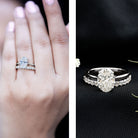 IGI Certified 2 Carat Oval Lab Grown Diamond Bridal Ring Set of 2 Lab - ( E-VS1 ) - Rosec Jewels