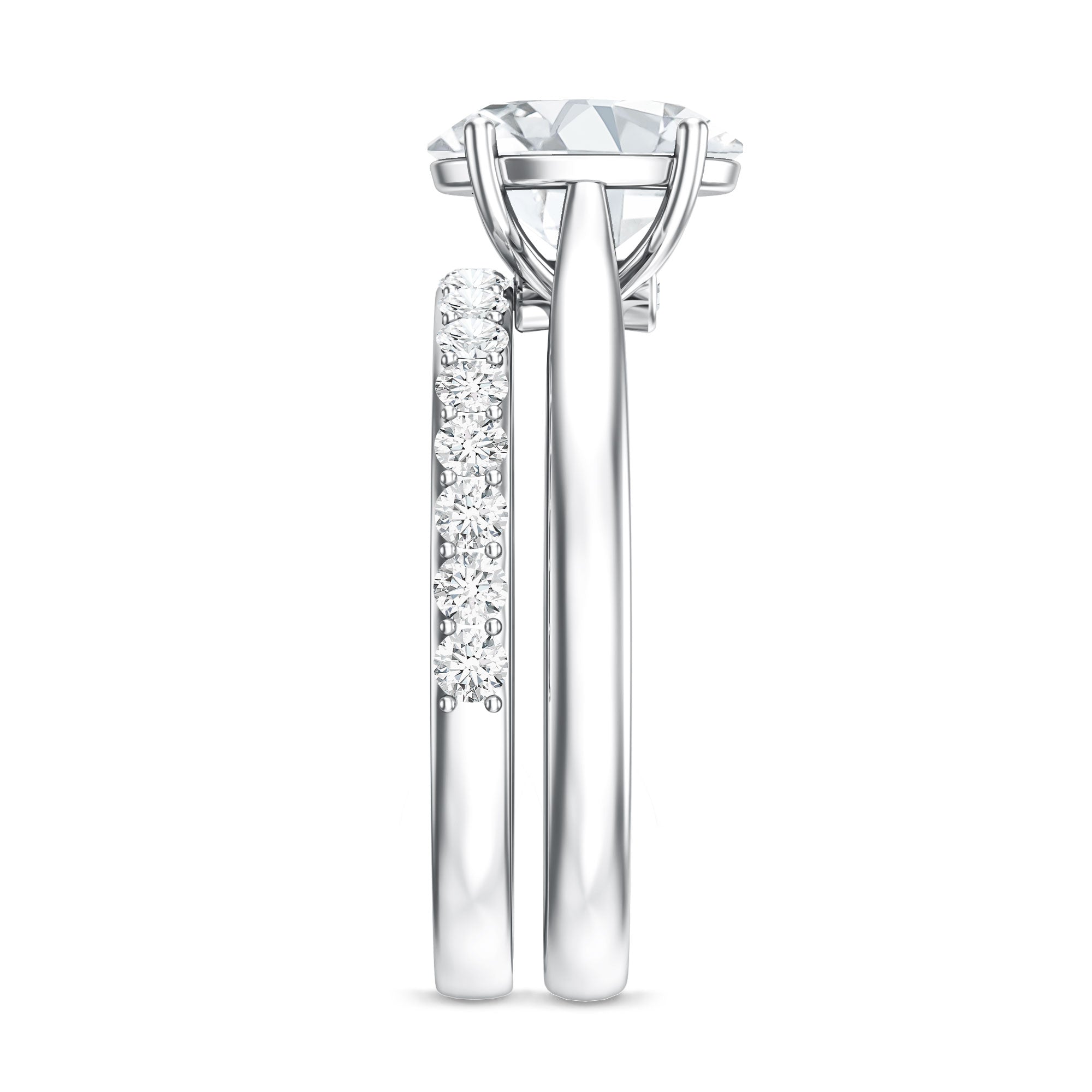IGI Certified 2 Carat Oval Lab Grown Diamond Bridal Ring Set of 2 Lab - ( E-VS1 ) - Rosec Jewels