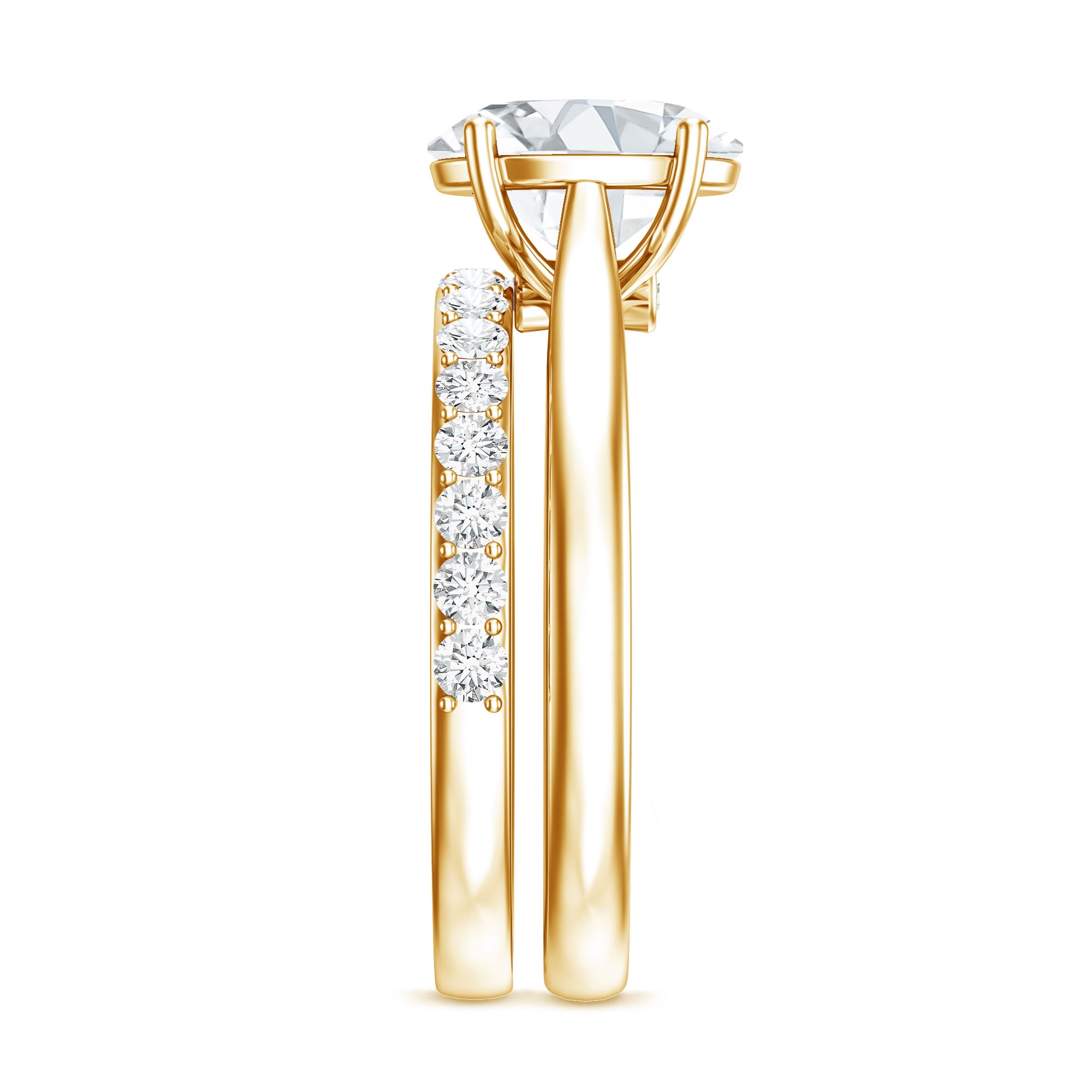 IGI Certified 2 Carat Oval Lab Grown Diamond Bridal Ring Set of 2 Lab - ( E-VS1 ) - Rosec Jewels
