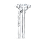 Rosec Jewels-Oval Shaped 3 Carat Lab Grown Diamond Solitaire Bridal Ring Set with IGI Certificate