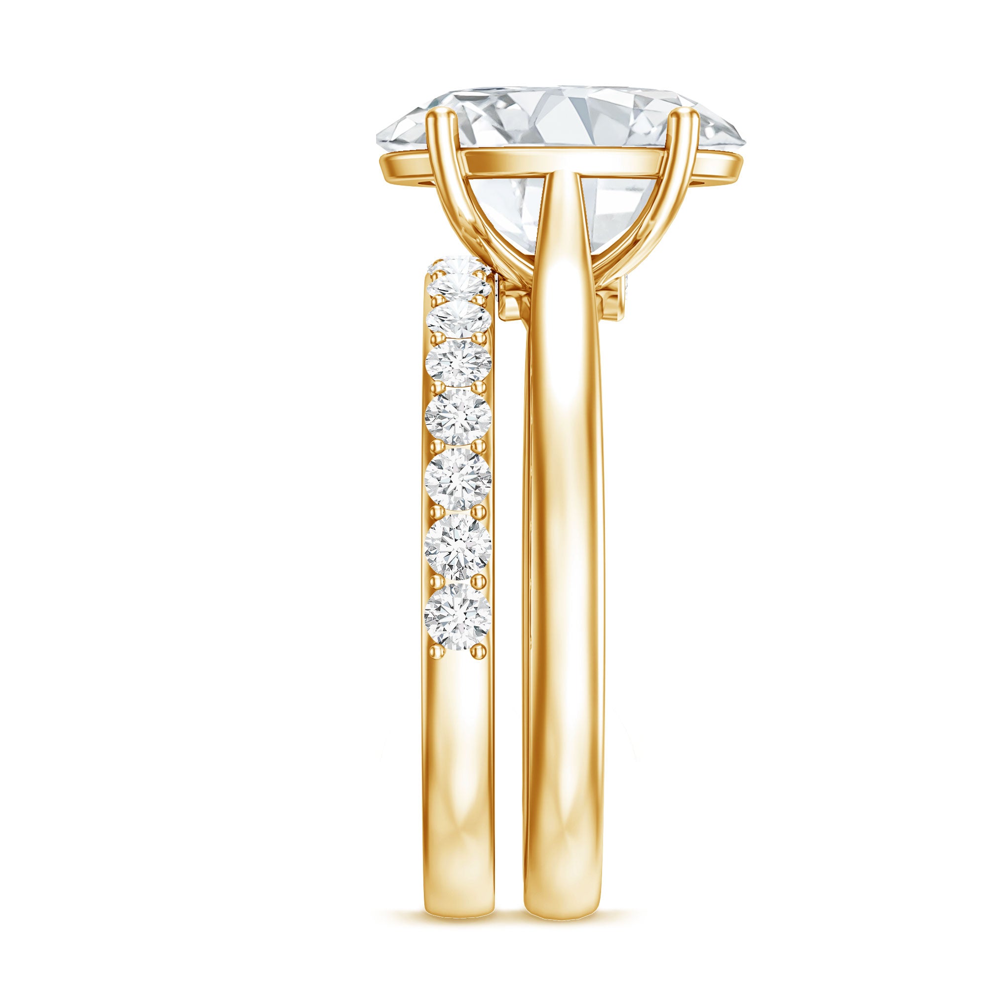 Rosec Jewels-Oval Shaped 3 Carat Lab Grown Diamond Solitaire Bridal Ring Set with IGI Certificate