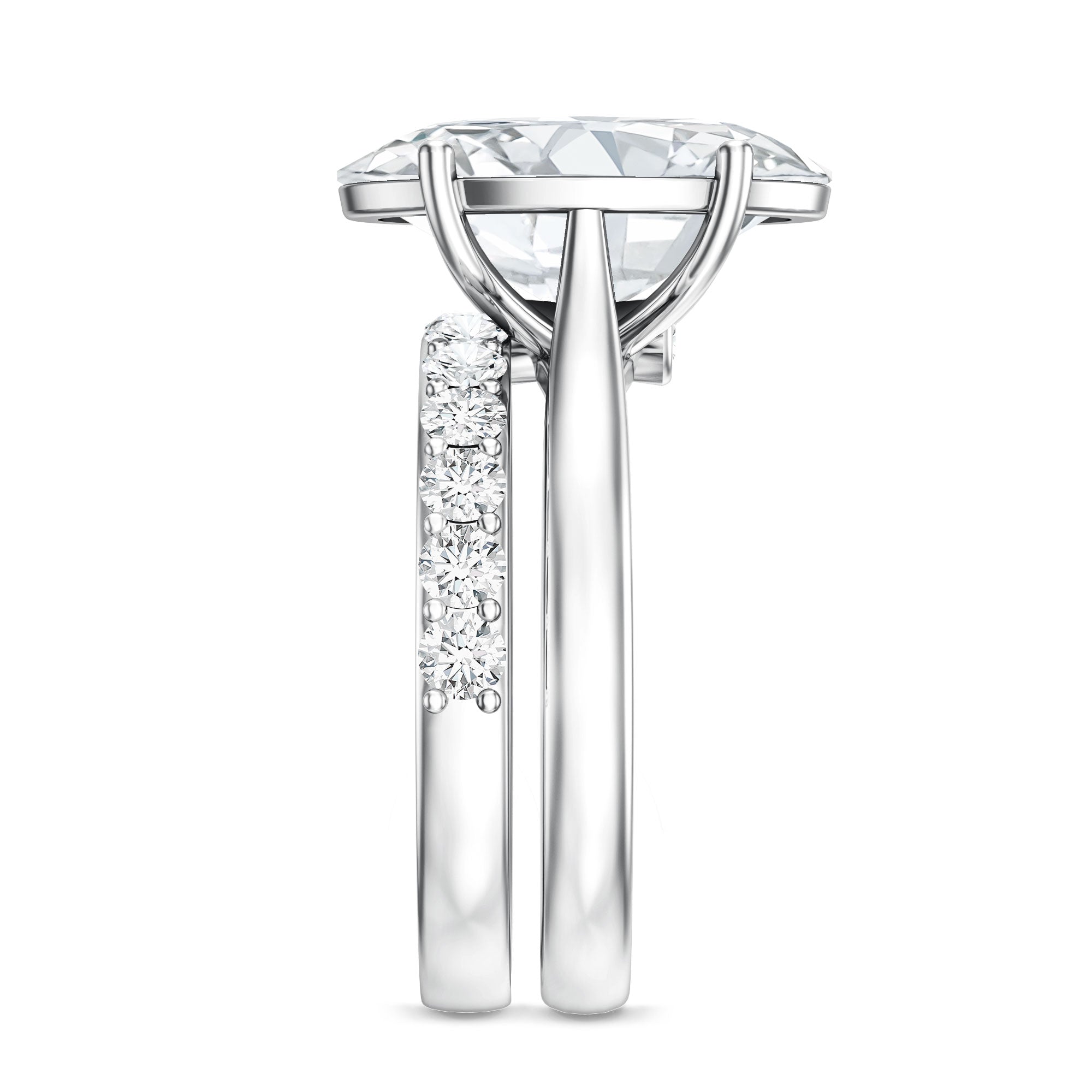 Rosec Jewels-IGI Certified 4 Carat Lab Grown Diamond Oval Wedding Ring Set for Women