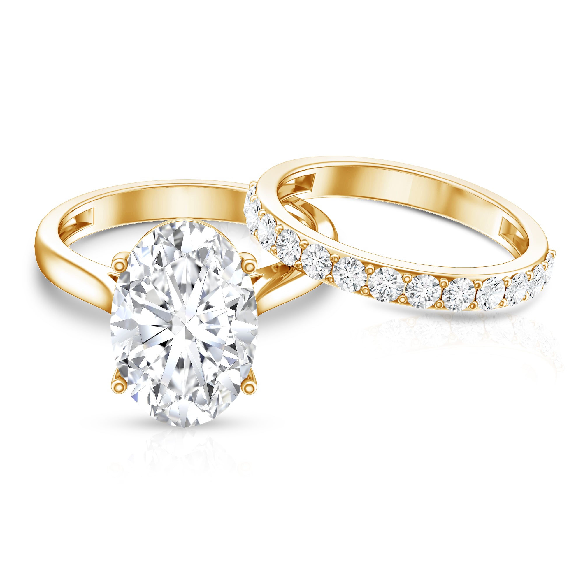 Rosec Jewels-IGI Certified 4 Carat Lab Grown Diamond Oval Wedding Ring Set for Women