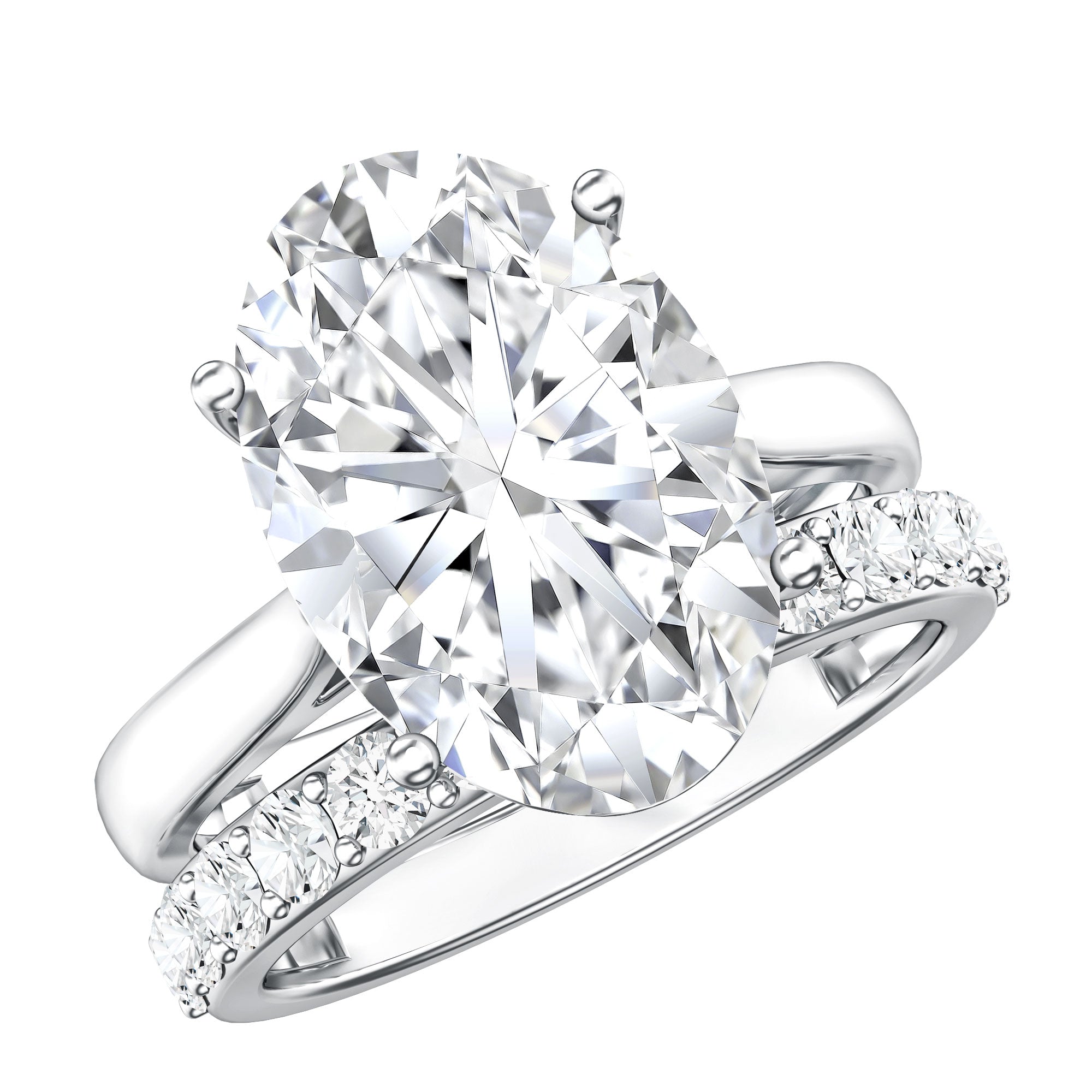 Rosec Jewels-IGI Certified 5 Carat Huge Lab Grown Diamond Oval Engagement Ring with Wedding Band