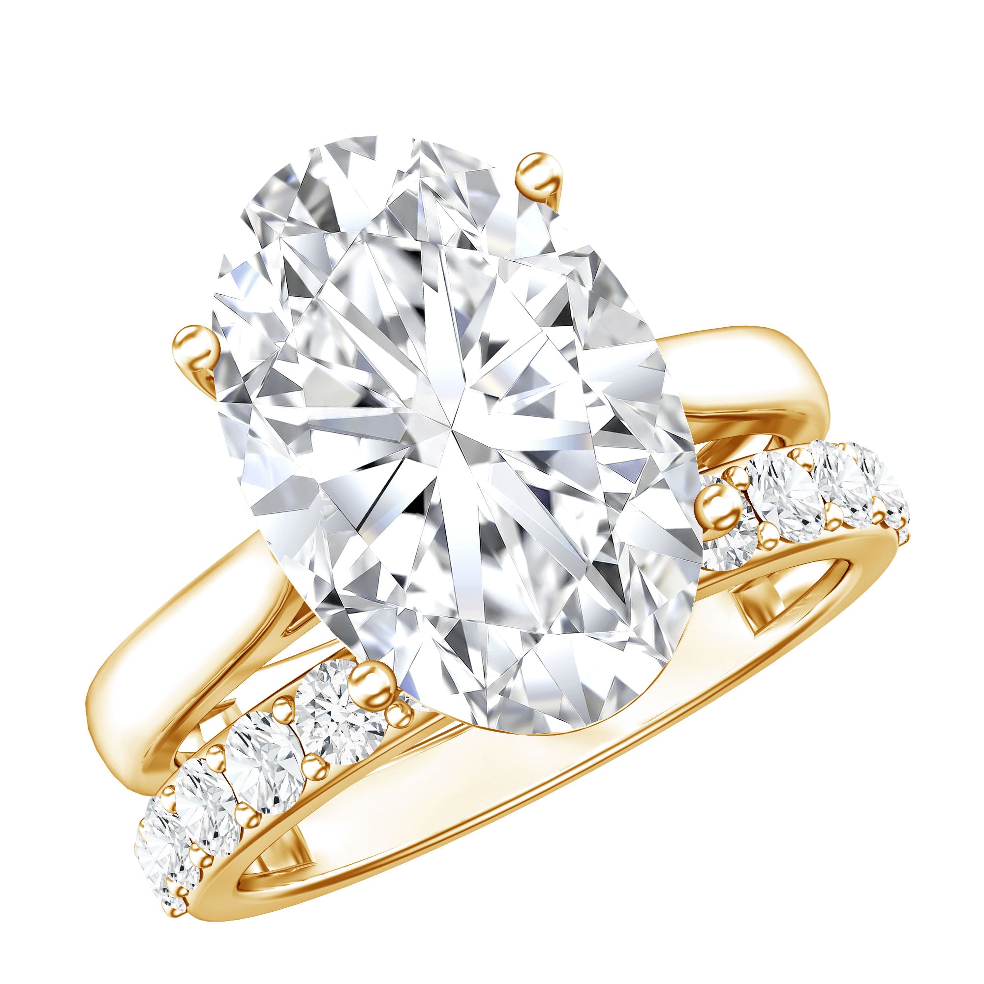 Rosec Jewels-IGI Certified 5 Carat Huge Lab Grown Diamond Oval Engagement Ring with Wedding Band