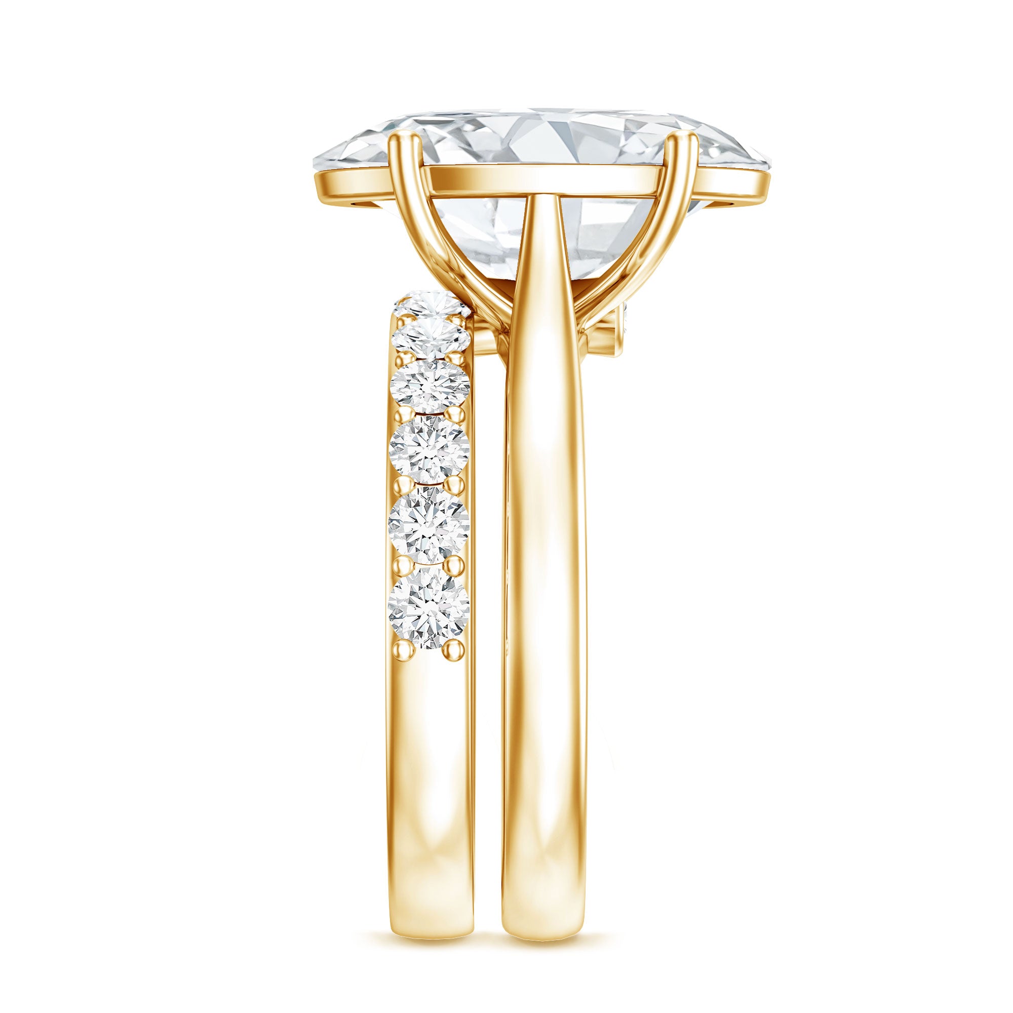 Rosec Jewels-IGI Certified 5 Carat Huge Lab Grown Diamond Oval Engagement Ring with Wedding Band