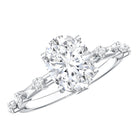 IGI Certified 2 Carat Lab Grown Diamond Oval Engagement Ring with Spaced Accent Lab - ( EF-VS ) - Rosec Jewels