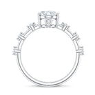 IGI Certified 2 Carat Lab Grown Diamond Oval Engagement Ring with Spaced Accent Lab - ( EF-VS ) - Rosec Jewels