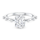 IGI Certified 2 Carat Lab Grown Diamond Oval Engagement Ring with Spaced Accent Lab - ( EF-VS ) - Rosec Jewels