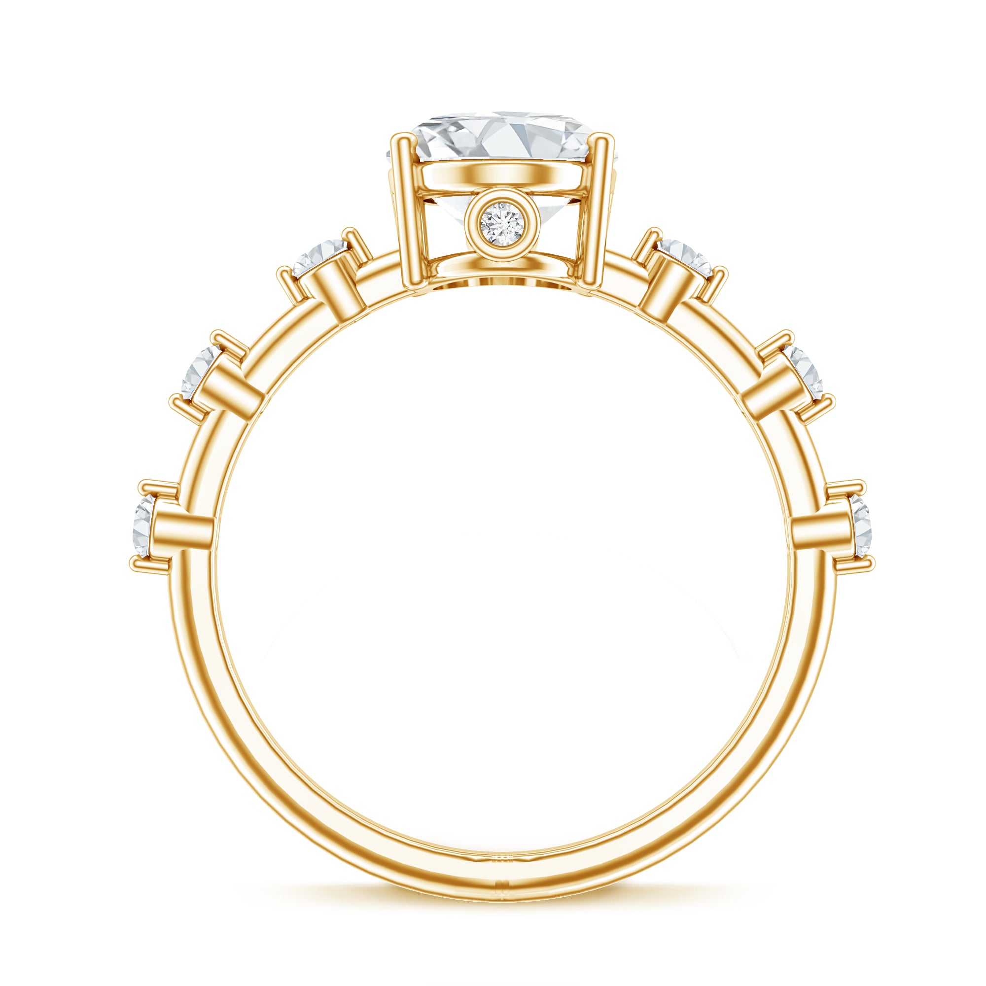 IGI Certified 2 Carat Lab Grown Diamond Oval Engagement Ring with Spaced Accent Lab - ( EF-VS ) - Rosec Jewels
