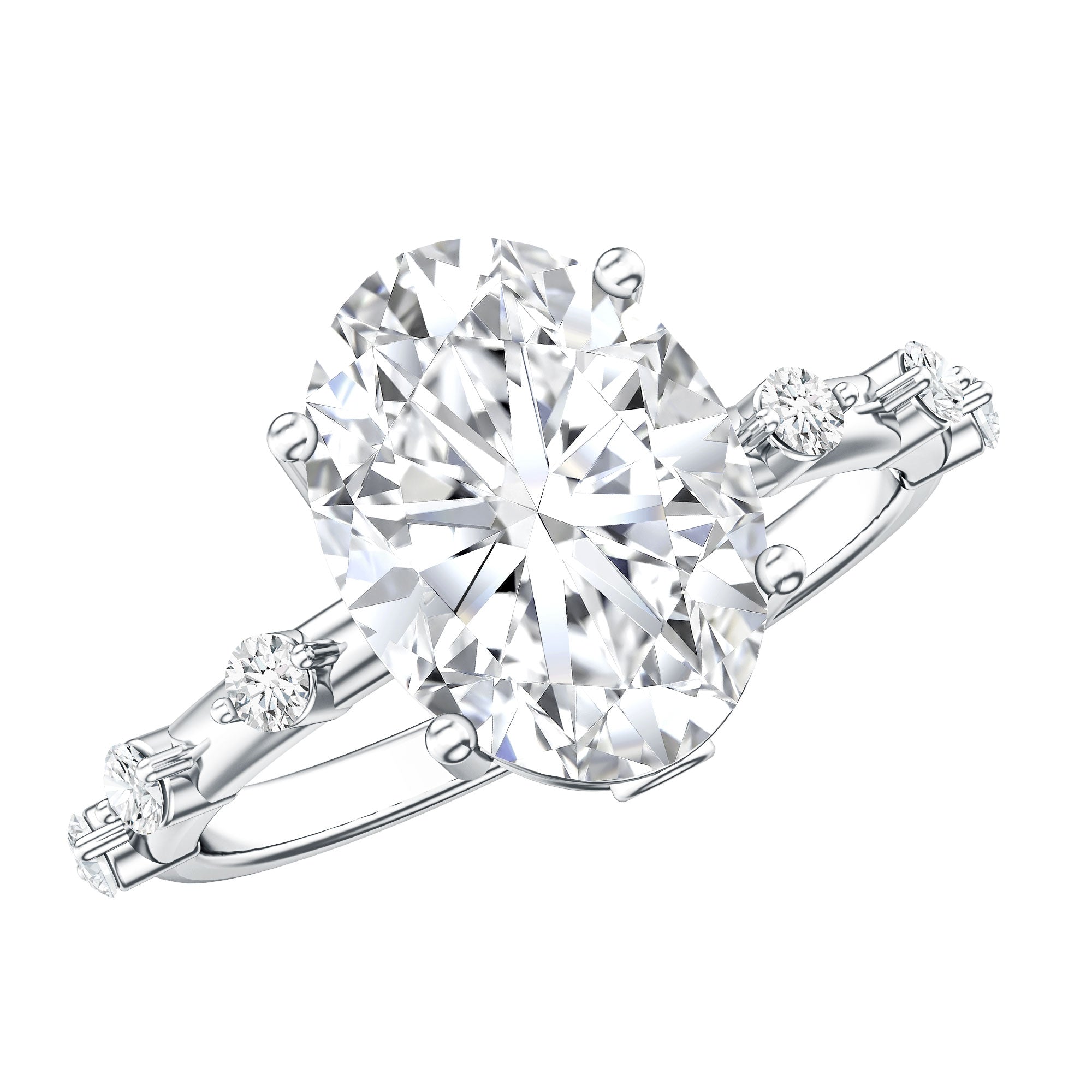 3 Carat Oval Lab Grown Diamond Solitaire Engagement Ring with IGI Certificate Lab - ( EF-VS ) - Rosec Jewels