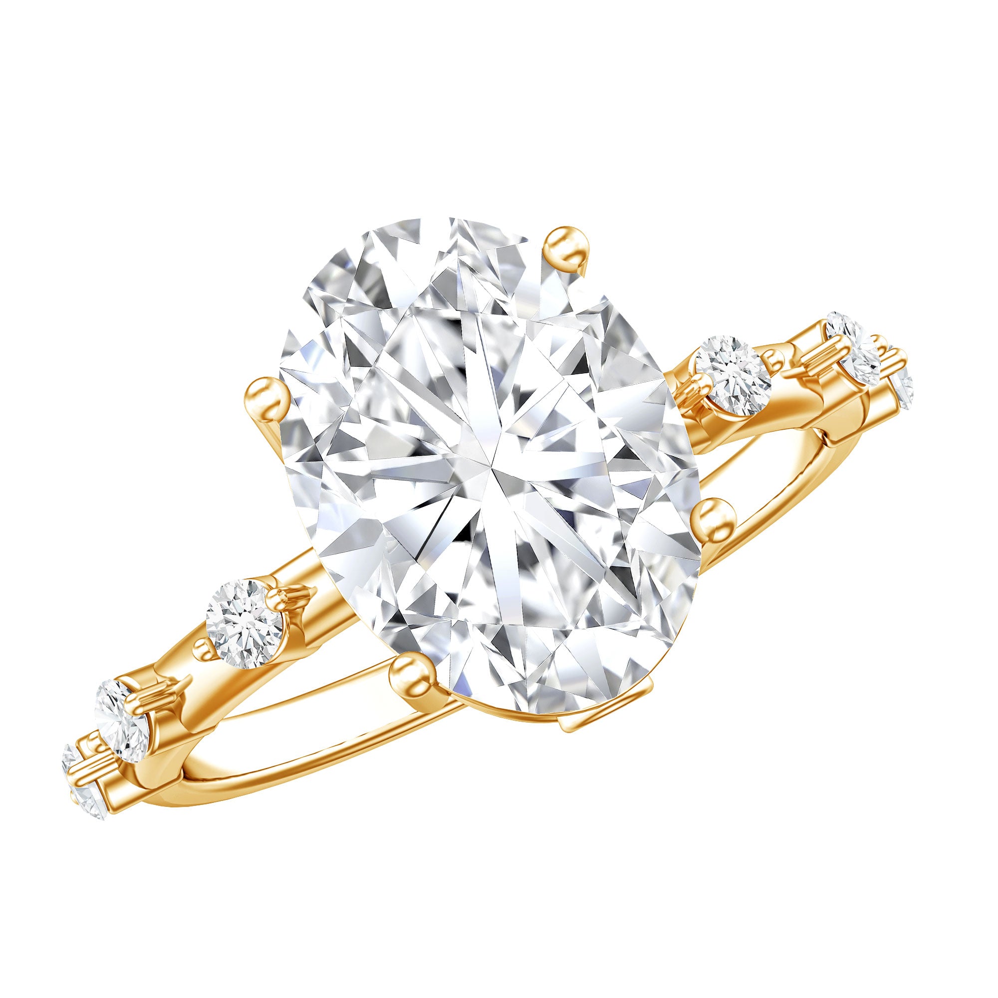 3 Carat Oval Lab Grown Diamond Solitaire Engagement Ring with IGI Certificate Lab - ( EF-VS ) - Rosec Jewels