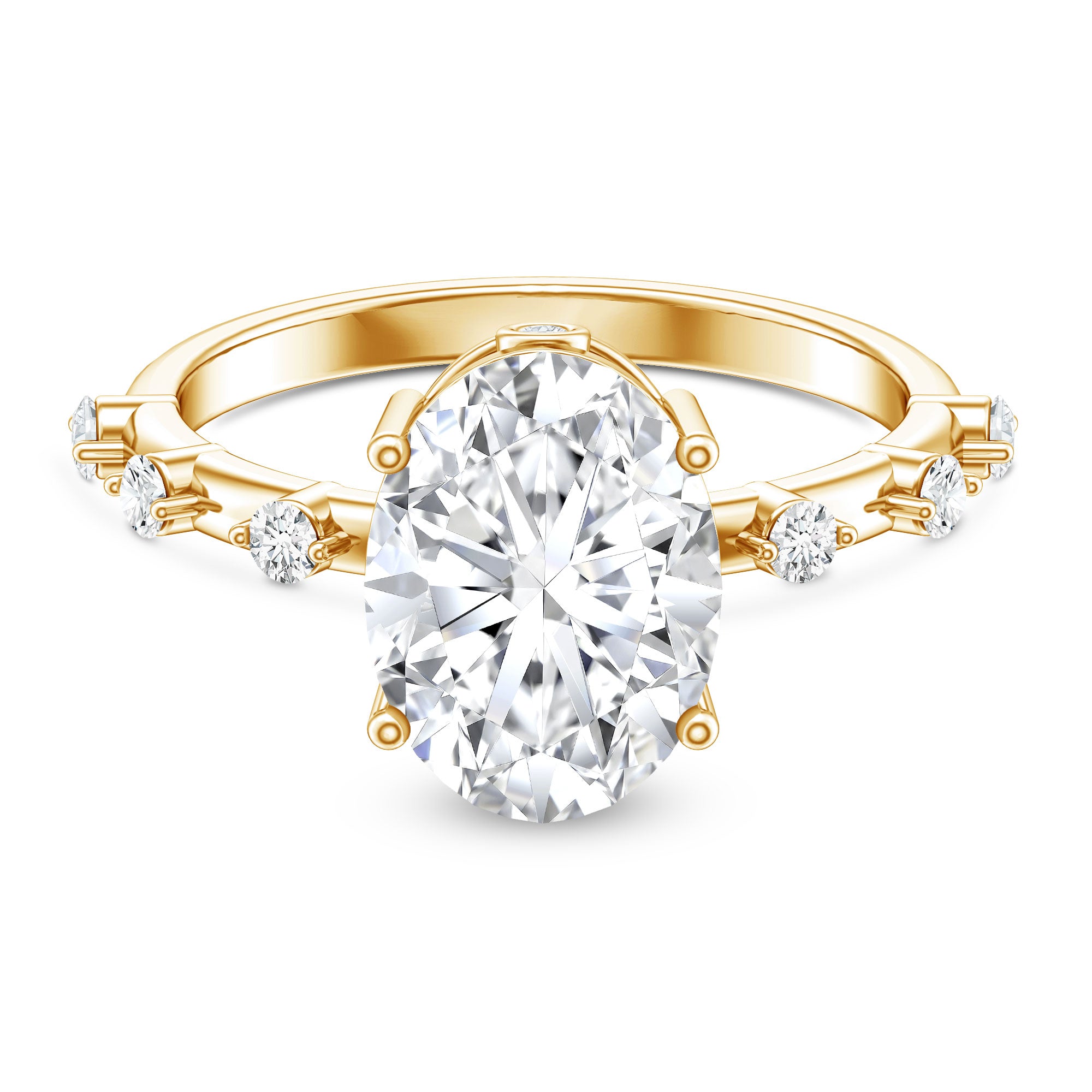 3 Carat Oval Lab Grown Diamond Solitaire Engagement Ring with IGI Certificate Lab - ( EF-VS ) - Rosec Jewels