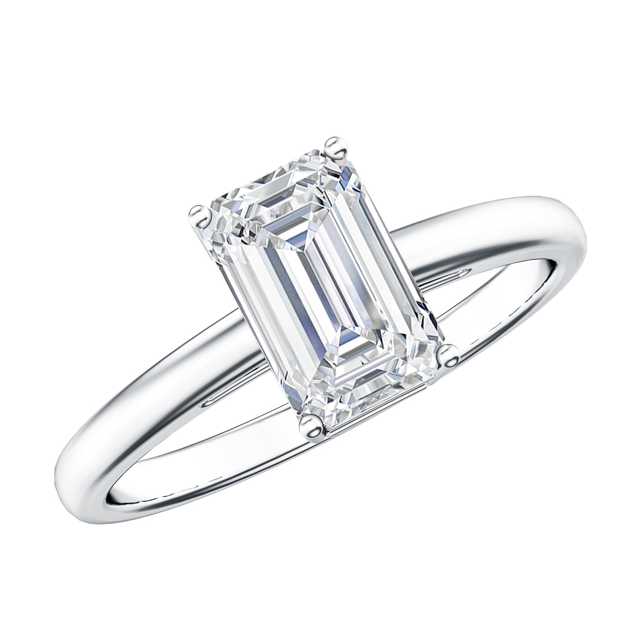 Emerald Cut 2 Carat Engagement Ring with IGI Certified Lab Diamond Lab - ( EF-VS ) - Rosec Jewels