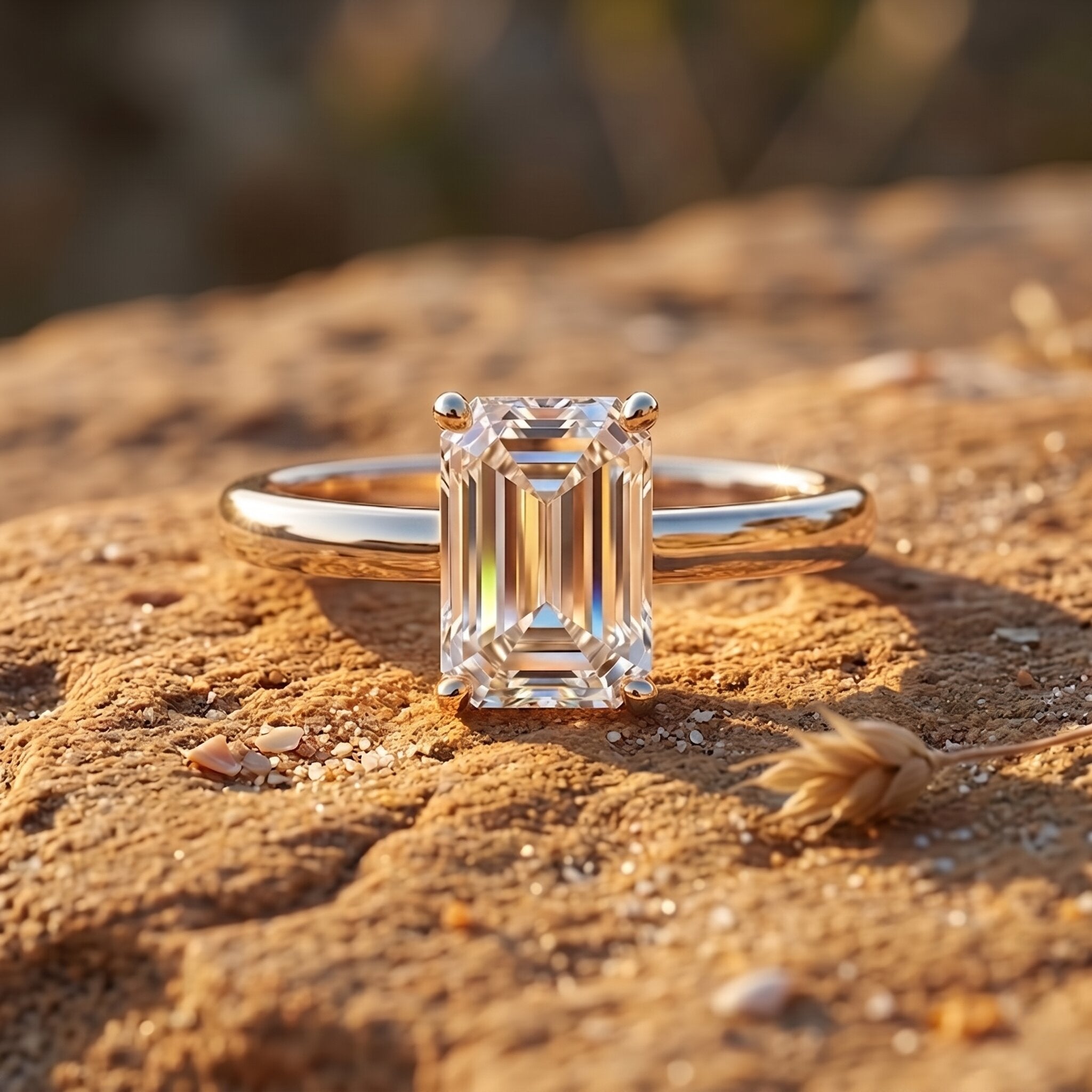 Emerald Cut 2 Carat Engagement Ring with IGI Certified Lab Diamond Lab - ( EF-VS ) - Rosec Jewels