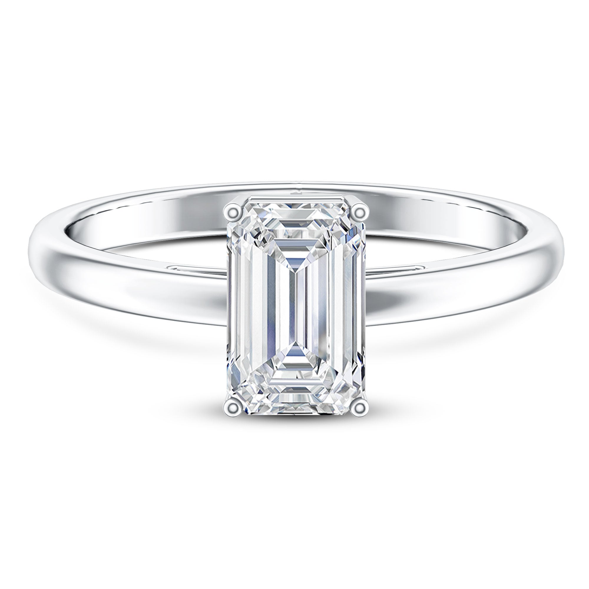 Emerald Cut 2 Carat Engagement Ring with IGI Certified Lab Diamond Lab - ( EF-VS ) - Rosec Jewels
