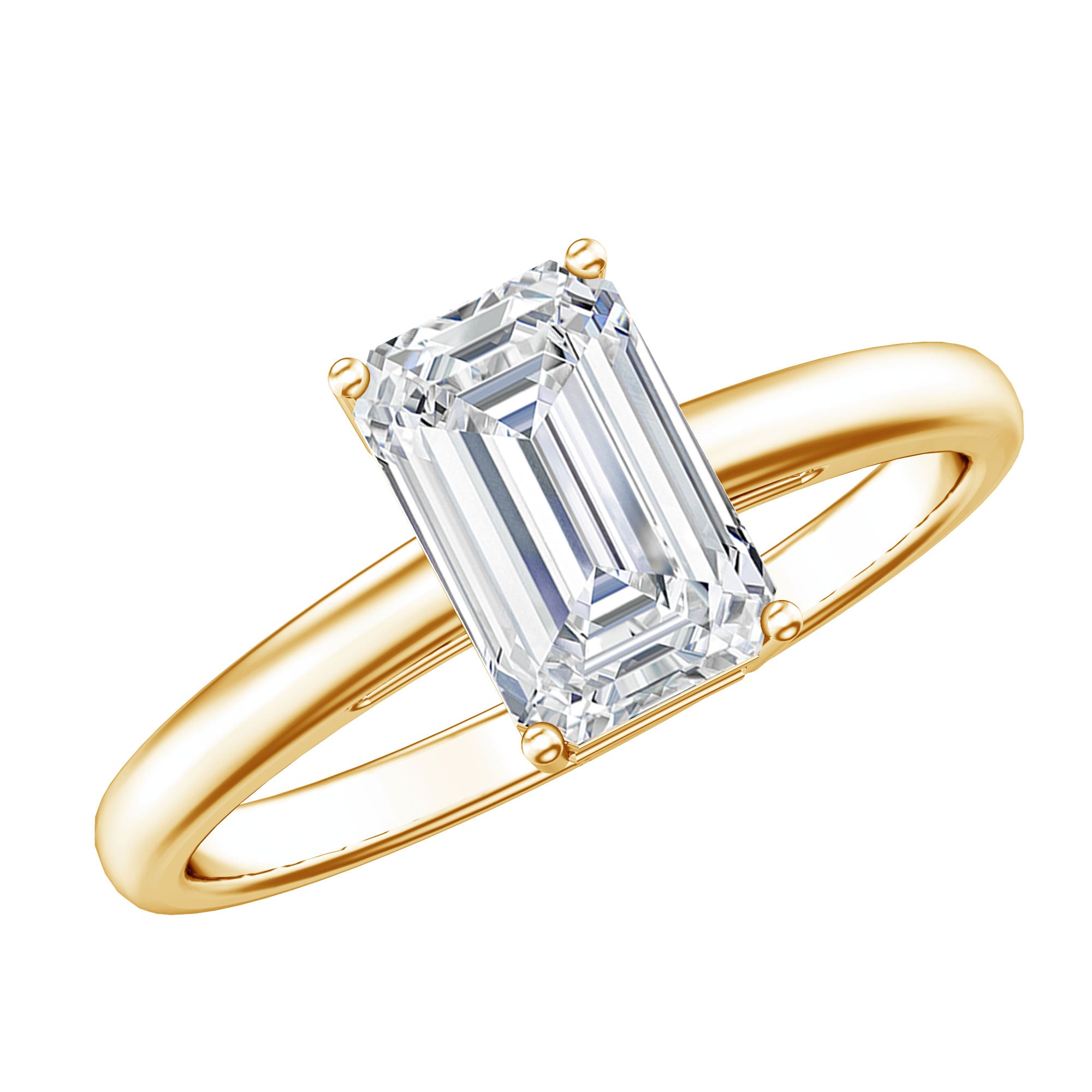 Emerald Cut 2 Carat Engagement Ring with IGI Certified Lab Diamond Lab - ( EF-VS ) - Rosec Jewels