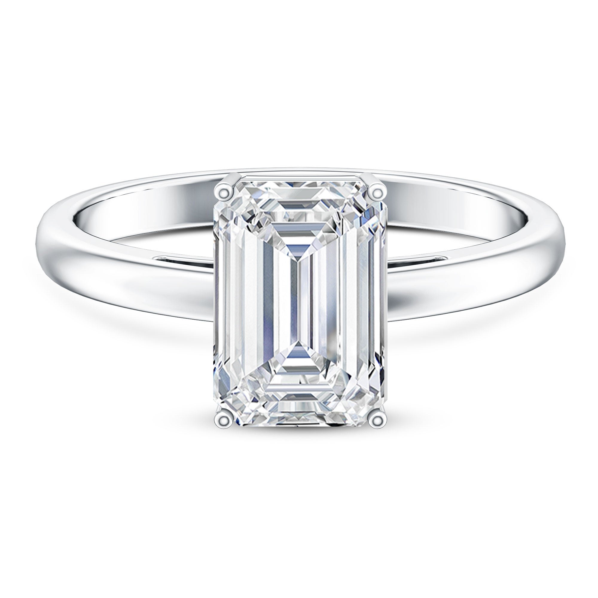 IGI Certified Emerald Cut Lab Grown Diamond 3 Carat Engagement Ring Lab - ( EF-VS ) - Rosec Jewels