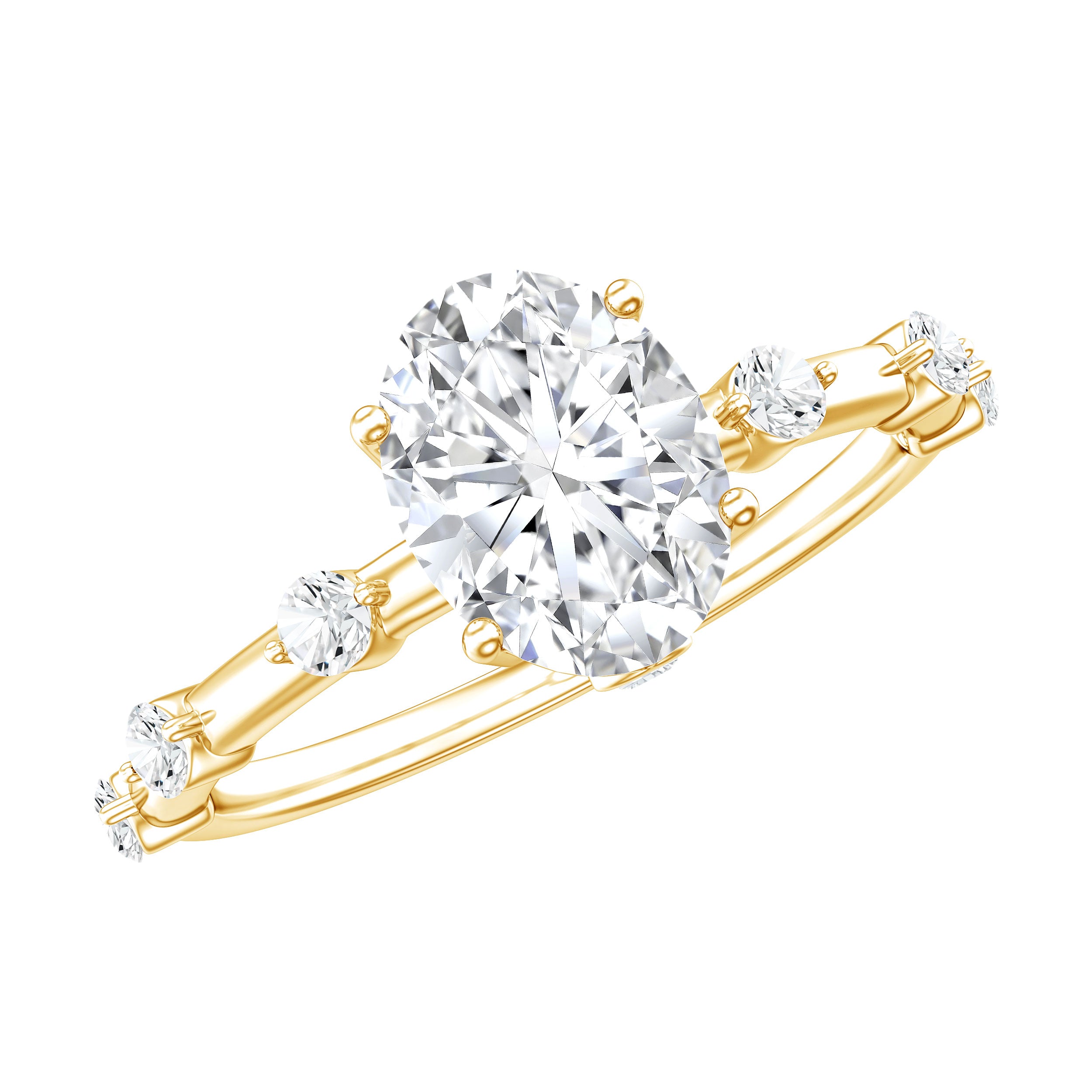 IGI Certified 1.2 Carat Oval Lab Grown Diamond Engagement Ring with Spaced Accent Lab - ( EF-VS ) - Rosec Jewels