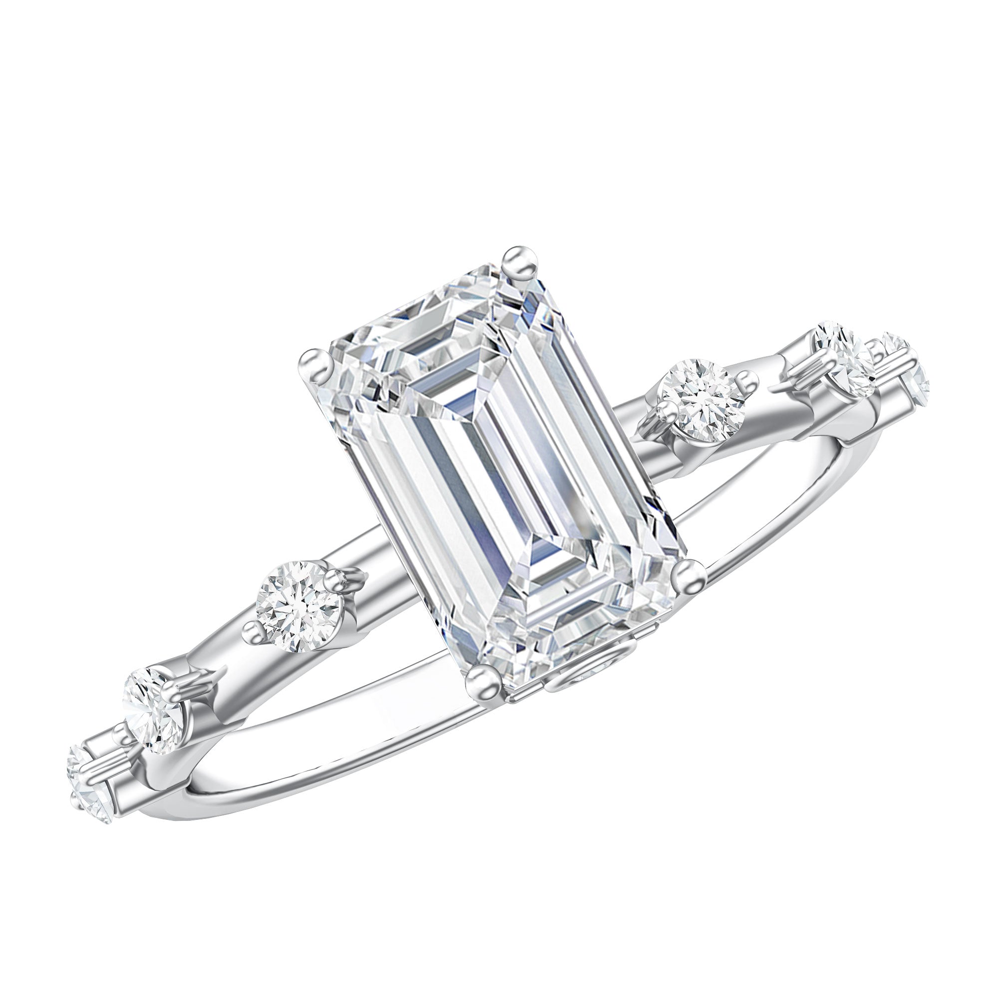 Emerald Cut 2 Carat Lab Grown Diamond Engagement Ring IGI Certified Lab - ( EF-VS ) - Rosec Jewels