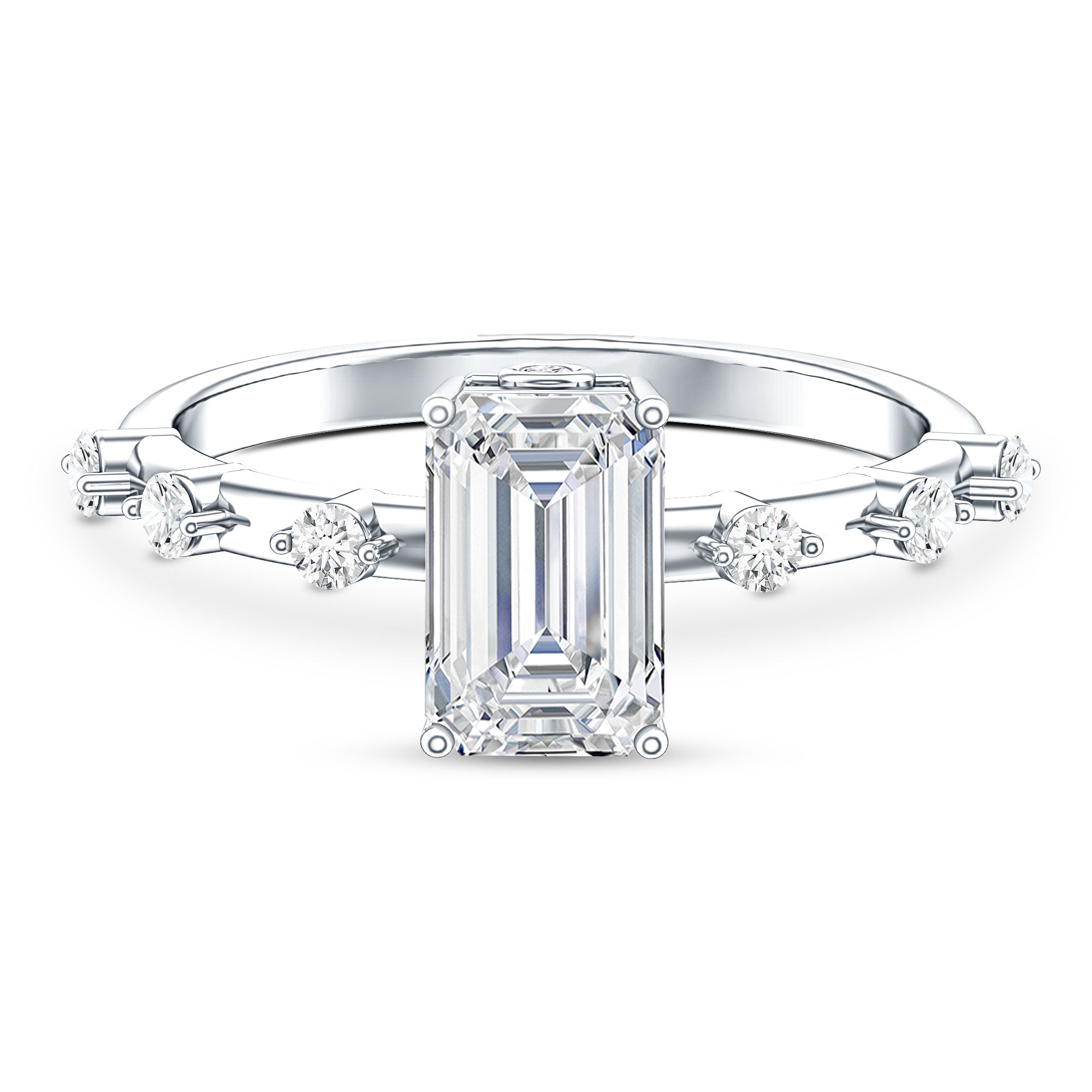 Emerald Cut 2 Carat Lab Grown Diamond Engagement Ring IGI Certified Lab - ( EF-VS ) - Rosec Jewels