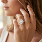 IGI Certified 4 Carat Lab Grown Emerald Cut Diamond Engagement Ring with Spaced Accent Lab - ( EF-VS ) - Rosec Jewels