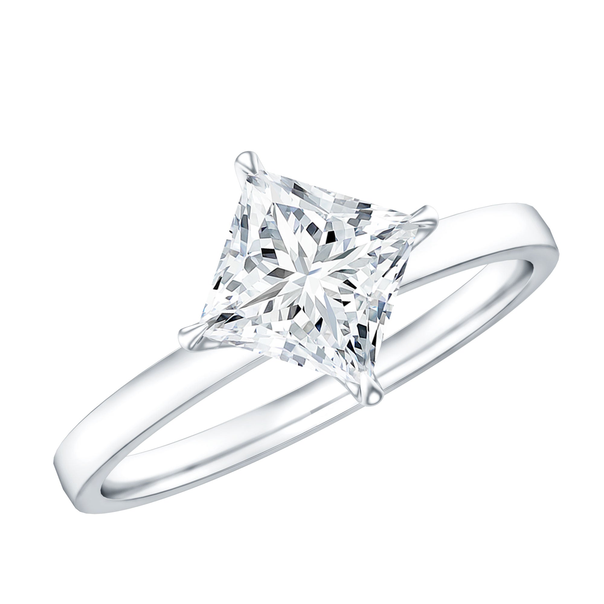 1 Carat Lab Created Diamond Princess Cut Engagement Ring IGI Certified Lab - ( EF-VS ) - Rosec Jewels