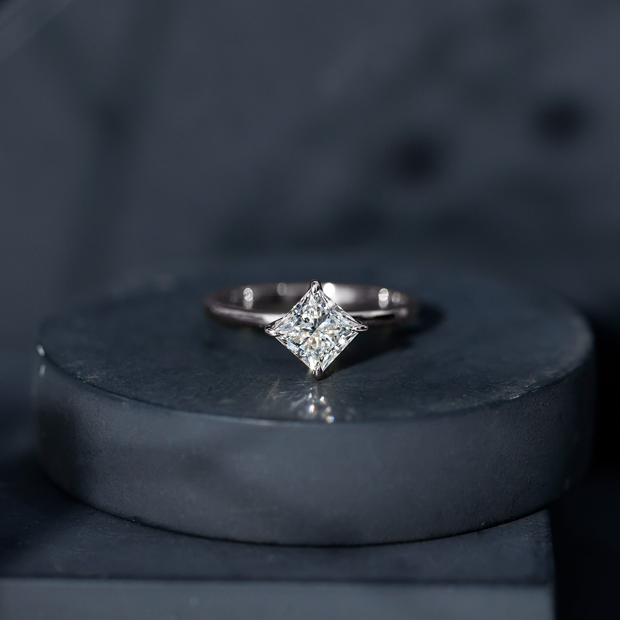 1 Carat Lab Created Diamond Princess Cut Engagement Ring IGI Certified Lab - ( EF-VS ) - Rosec Jewels