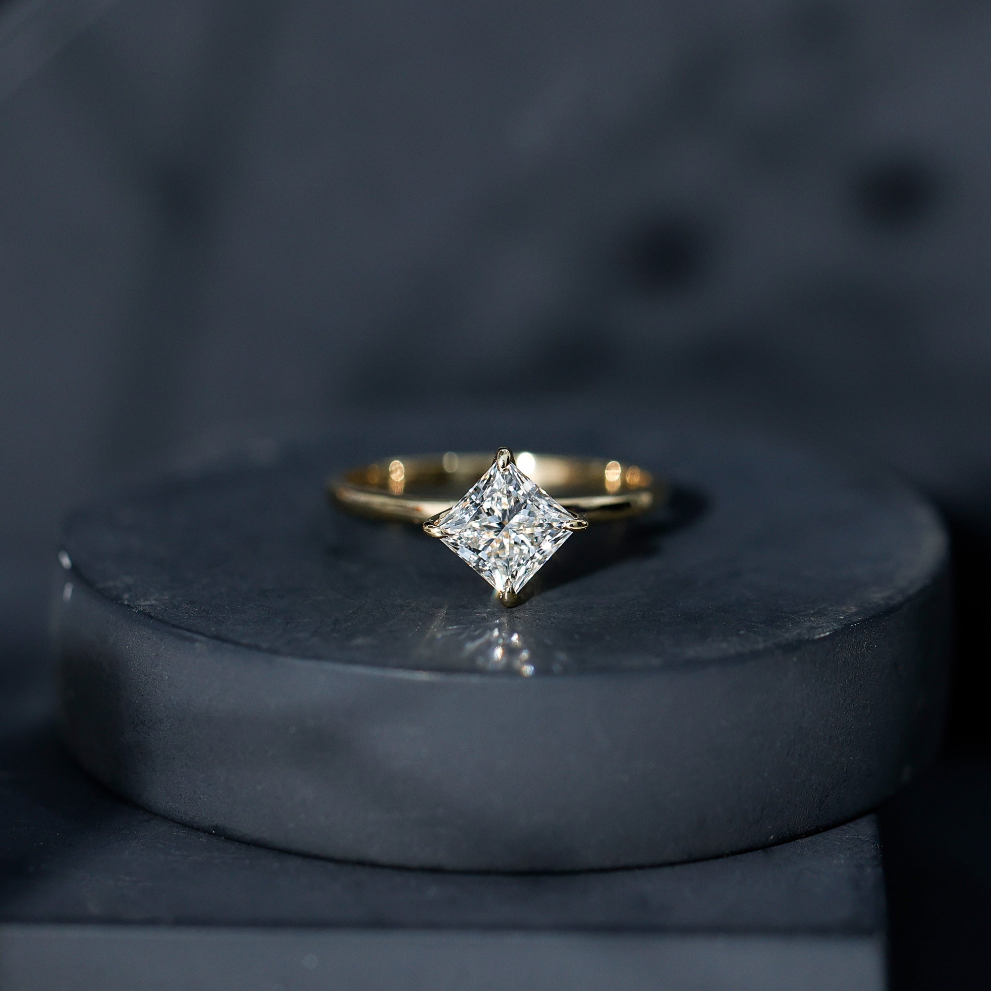 1 Carat Lab Created Diamond Princess Cut Engagement Ring IGI Certified Lab - ( EF-VS ) - Rosec Jewels