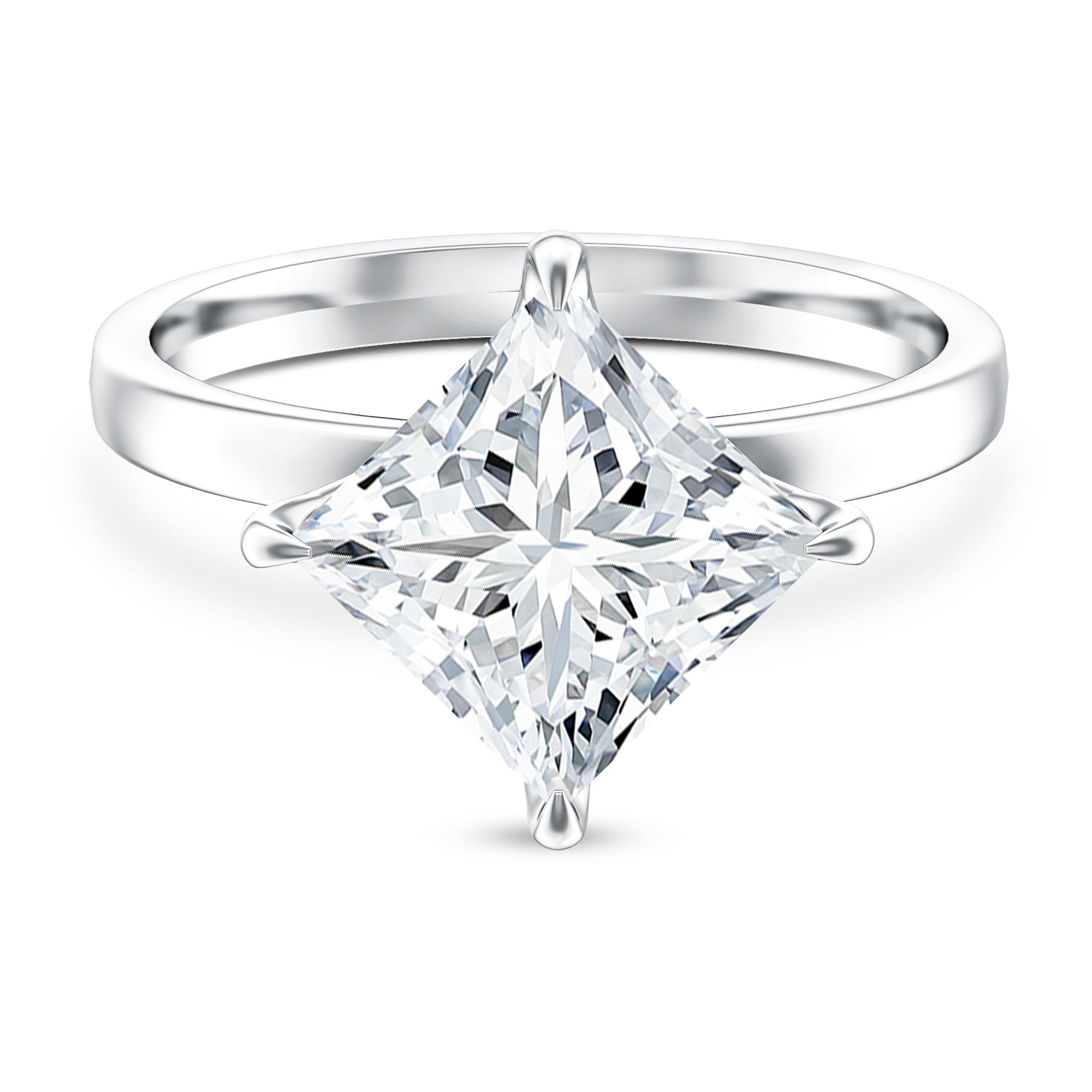IGI Certified 4 Carat Princess Cut Lab Grown Diamond Engagement Ring Lab - ( E-VS1 ) - Rosec Jewels