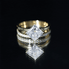 IGI Certified 2 Carat Lab Grown Diamond Princess Cut Bridal Ring Set for Her Lab - ( E-VS1 ) - Rosec Jewels