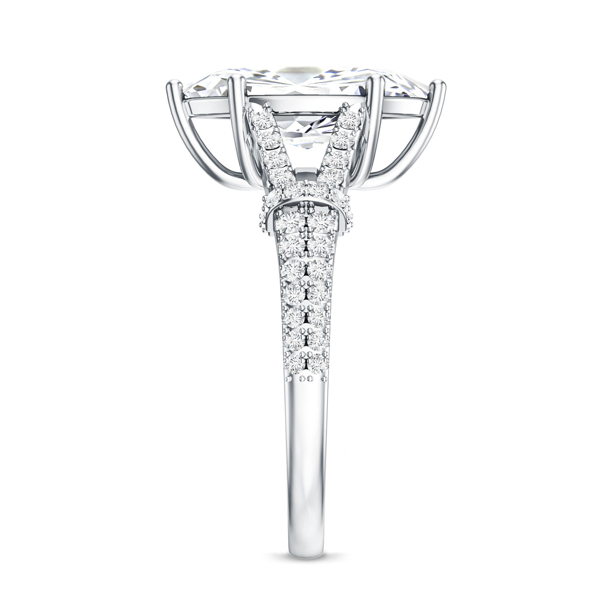 Rosec Jewels-IGI Certified 2 Carat Lab Grown Marquise Diamond Engagement Ring with Split Shank