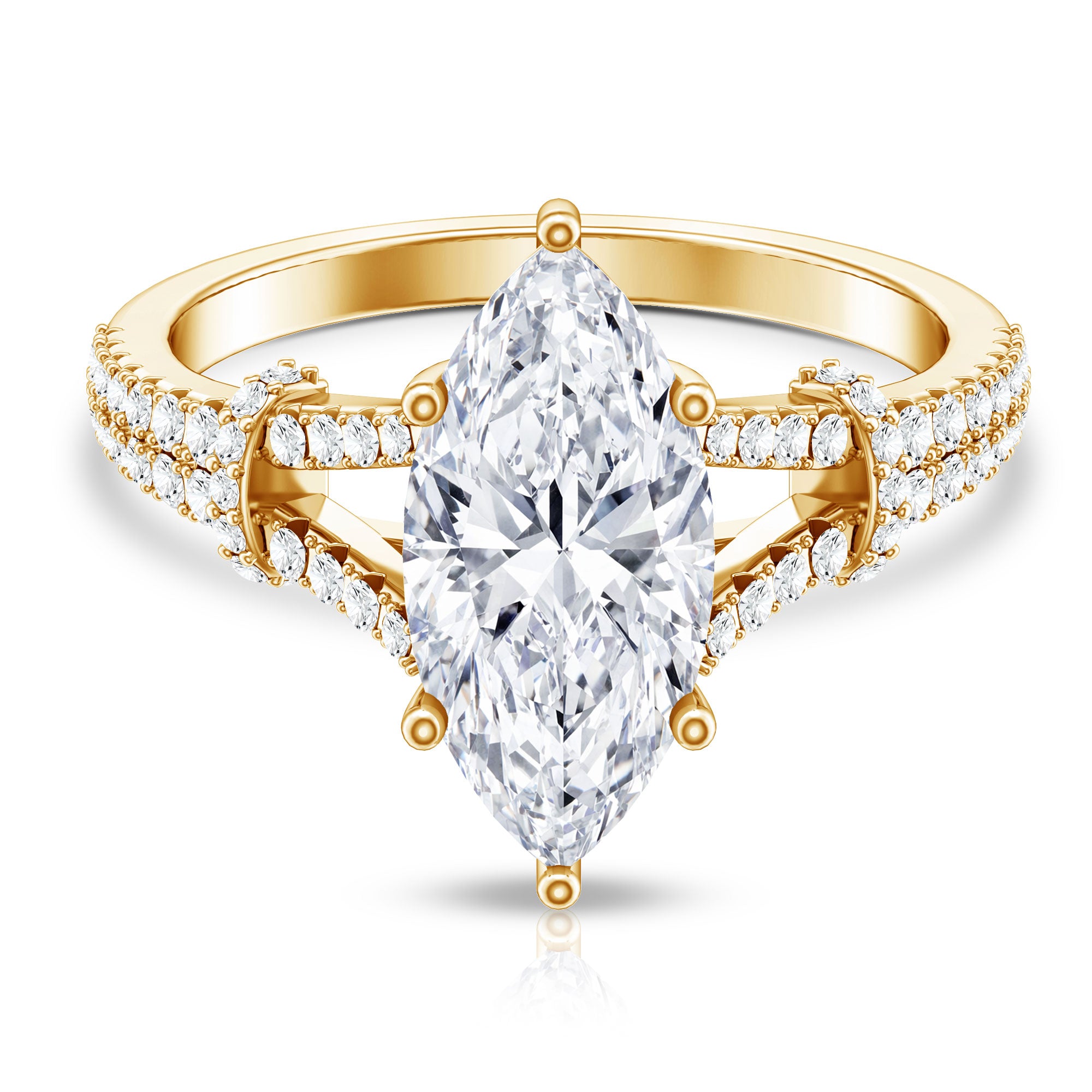 Rosec Jewels-Vintage Inspired Marquise Cut Lab Grown Diamond Split Shank Engagement Ring IGI Certified 3 Carat