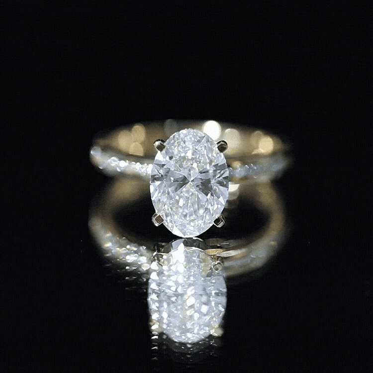 IGI Certified 3 Carat Lab Grown Diamond Oval Engagement Ring for Women Lab - ( E-VS1 ) - Rosec Jewels